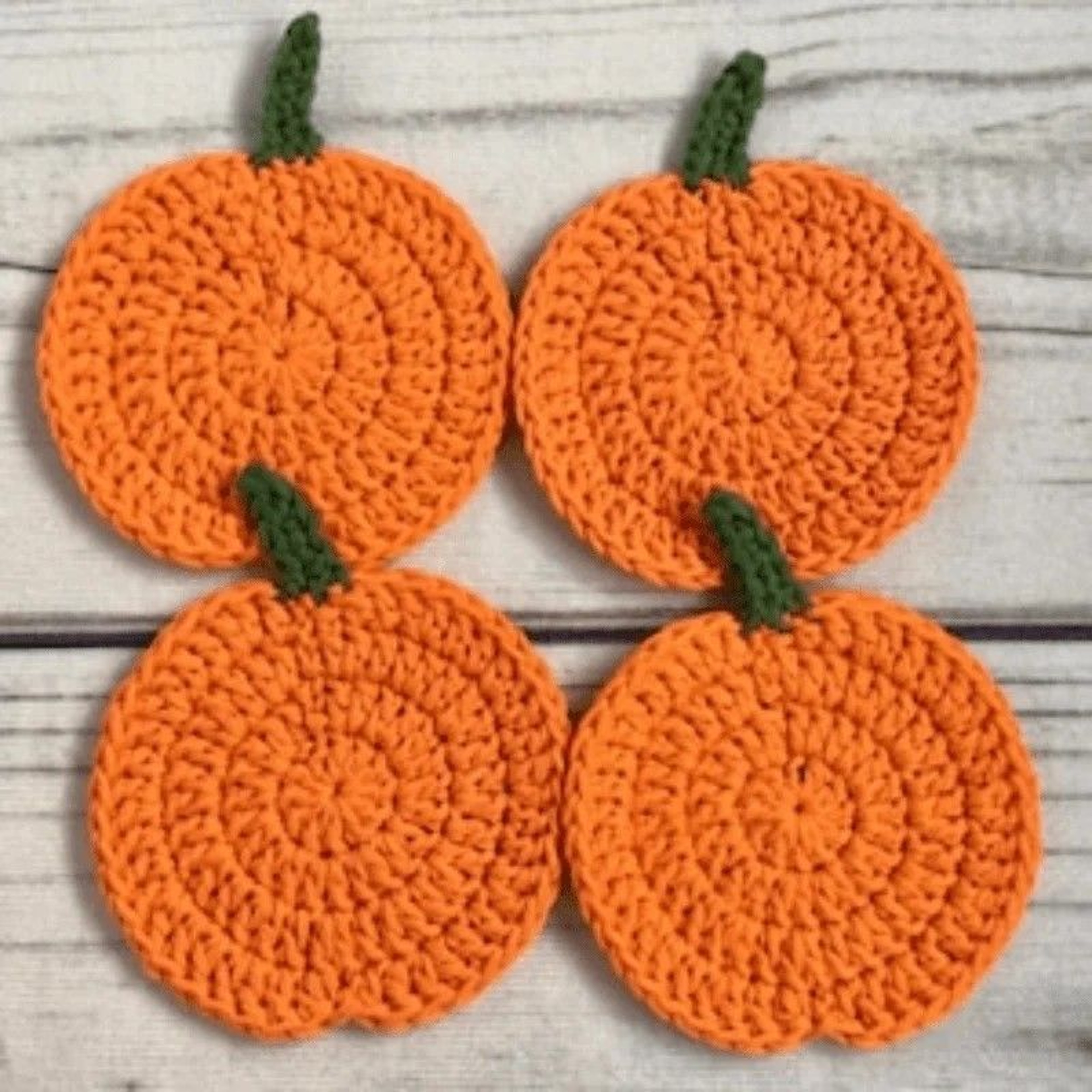 Cozy Pumpkin Crochet Coaster Set  Handcrafted Autumn Drink Pads For Fall Farmhouse Decor  Halloween