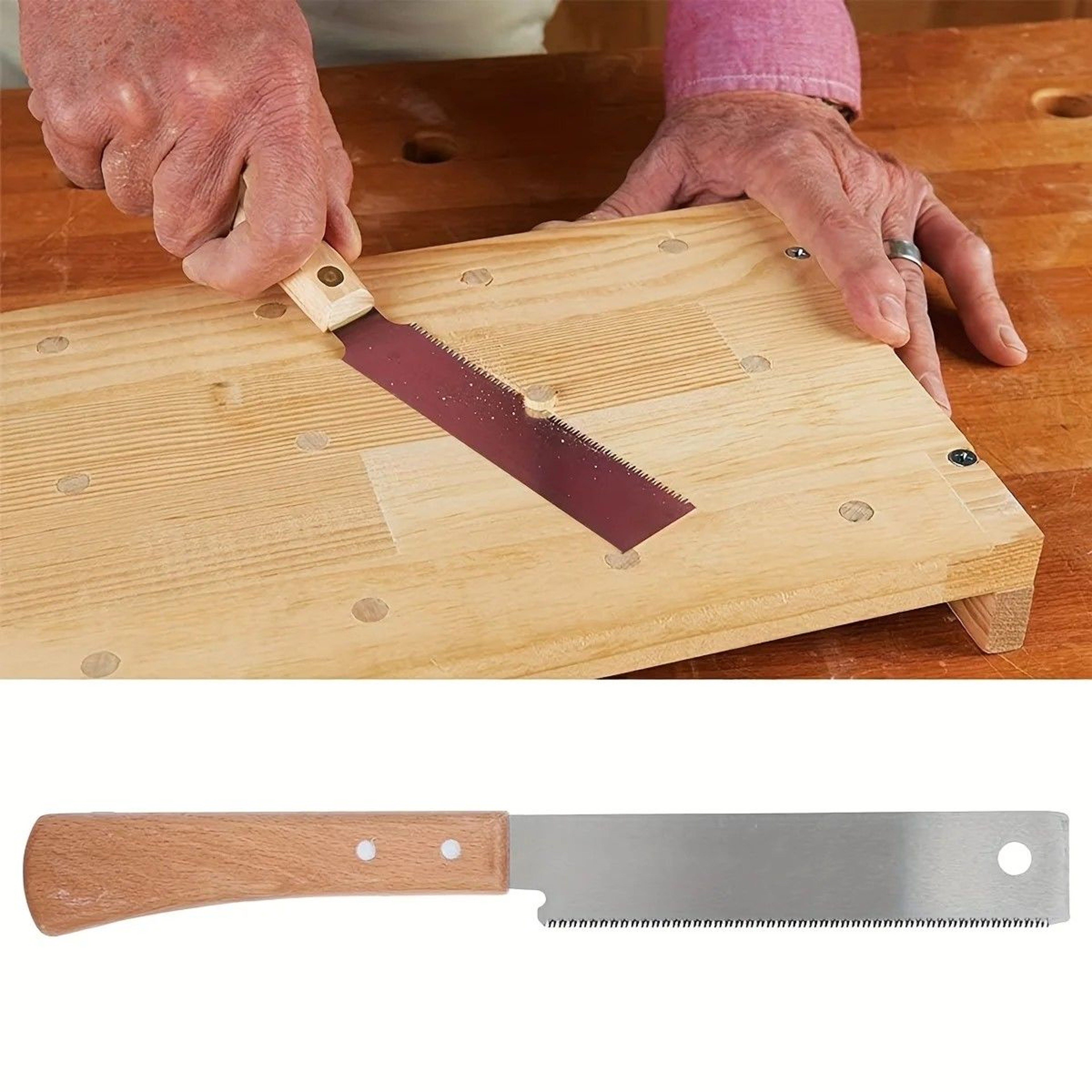 PrecisionTrim 12 Inch FlushCut Pull Saw With Wooden Straight Handle 0