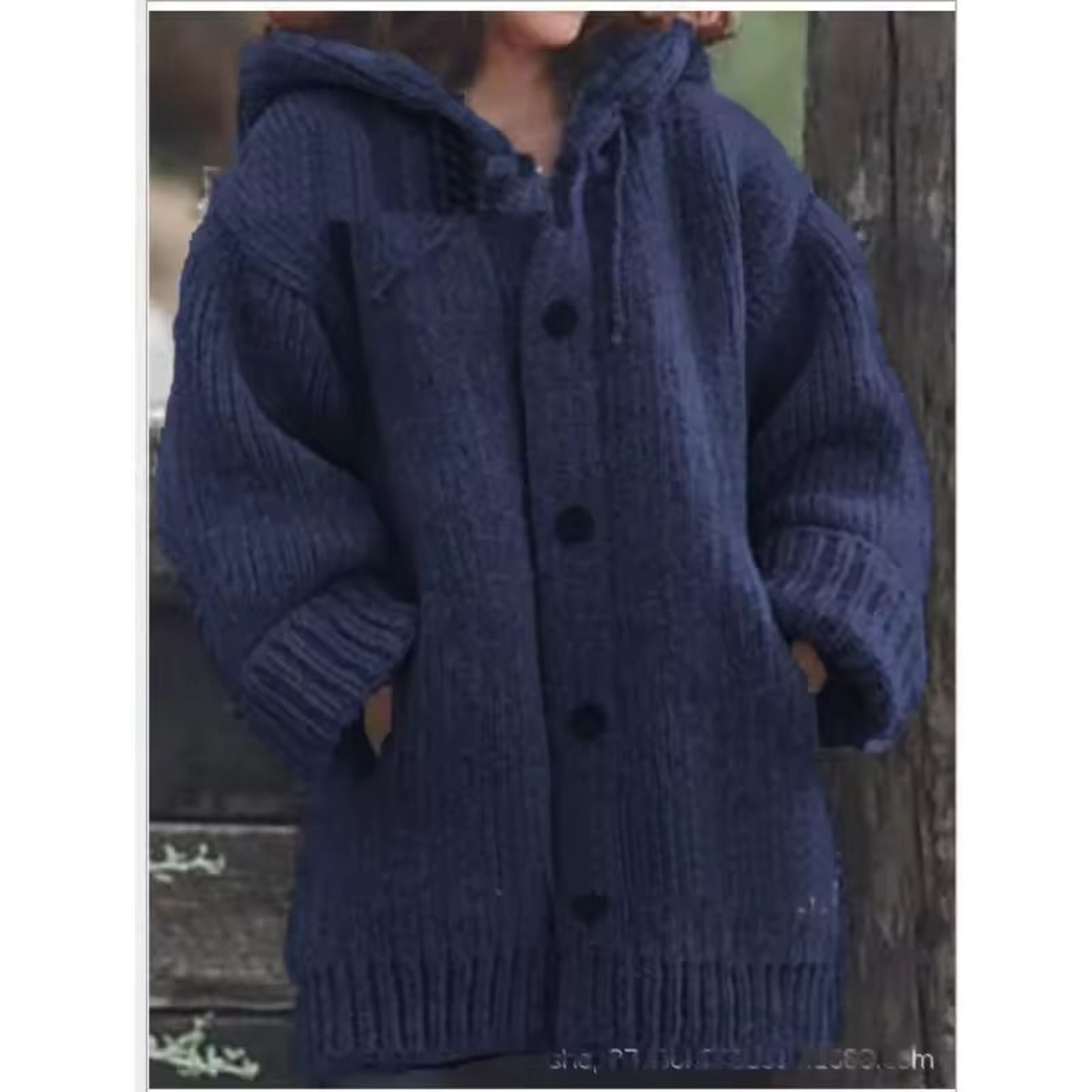 Warm Luxe Womens Chunky Knit ButtonDown Cardigan Coat With Pockets 4