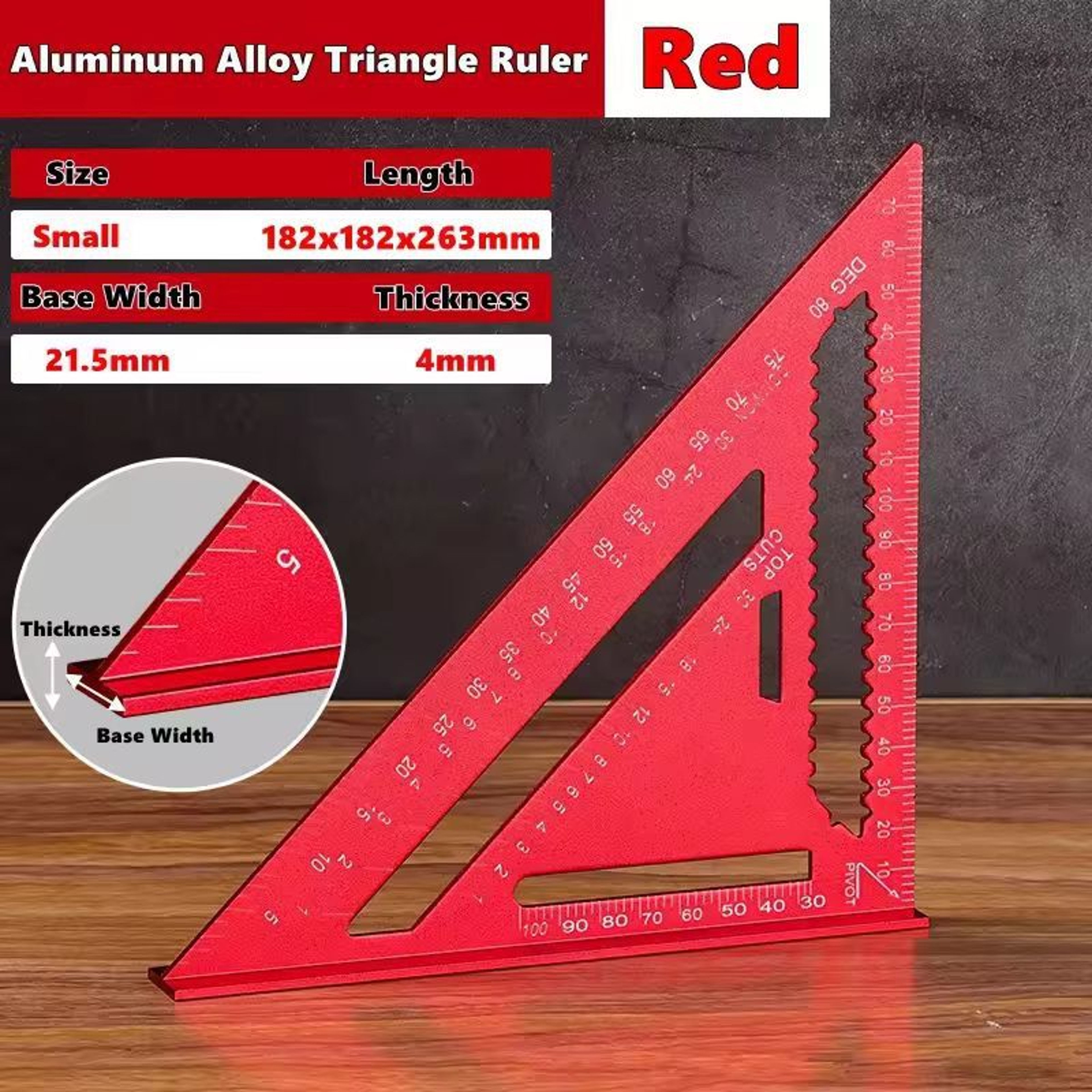PrecisionCraft Aluminum Triangle Gauge  MultiFunction Woodworking Angle  Measuring Ruler 0
