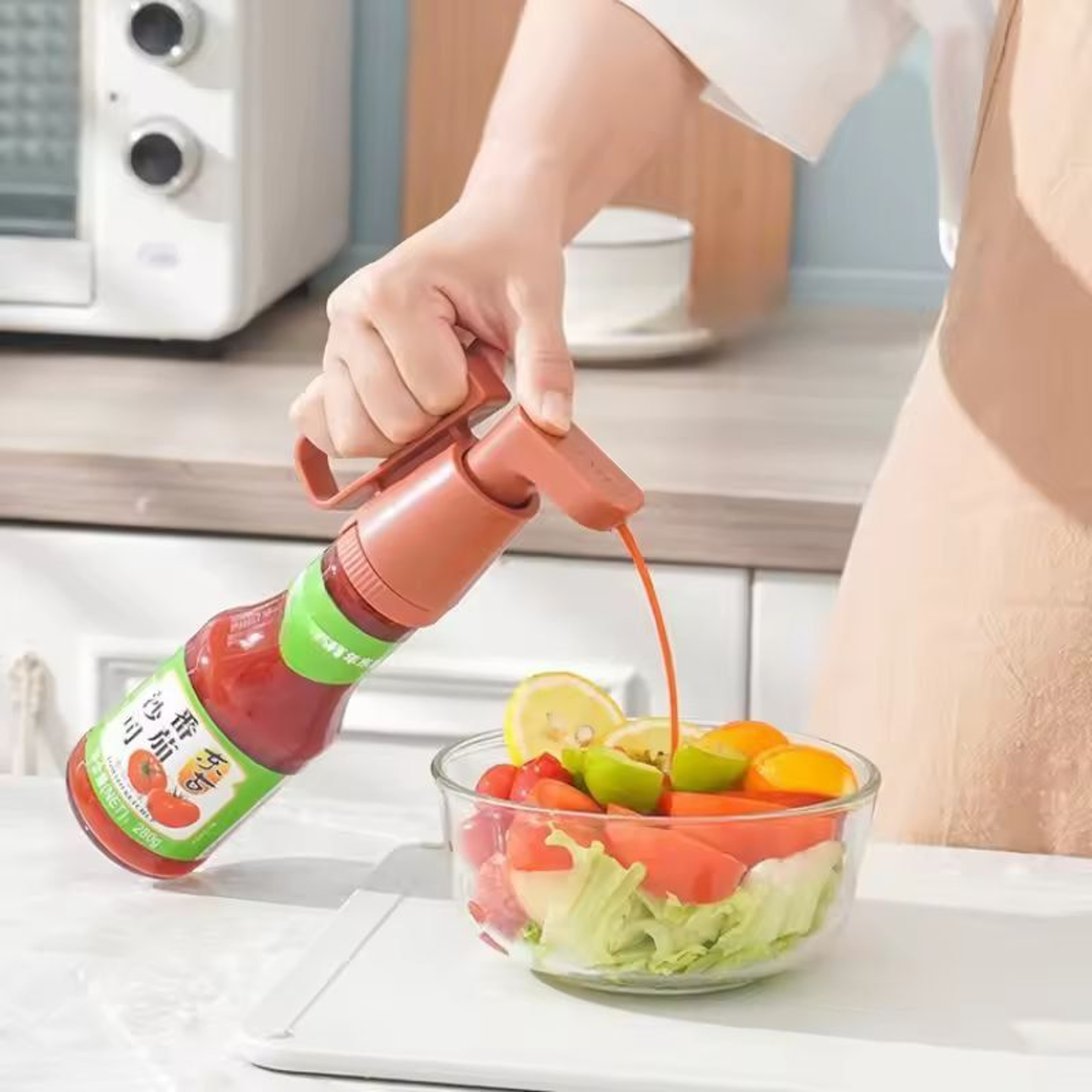 KitchenSqueeze Pro Universal Sauce Pump  LeakFree Bottle Top Dispenser 0