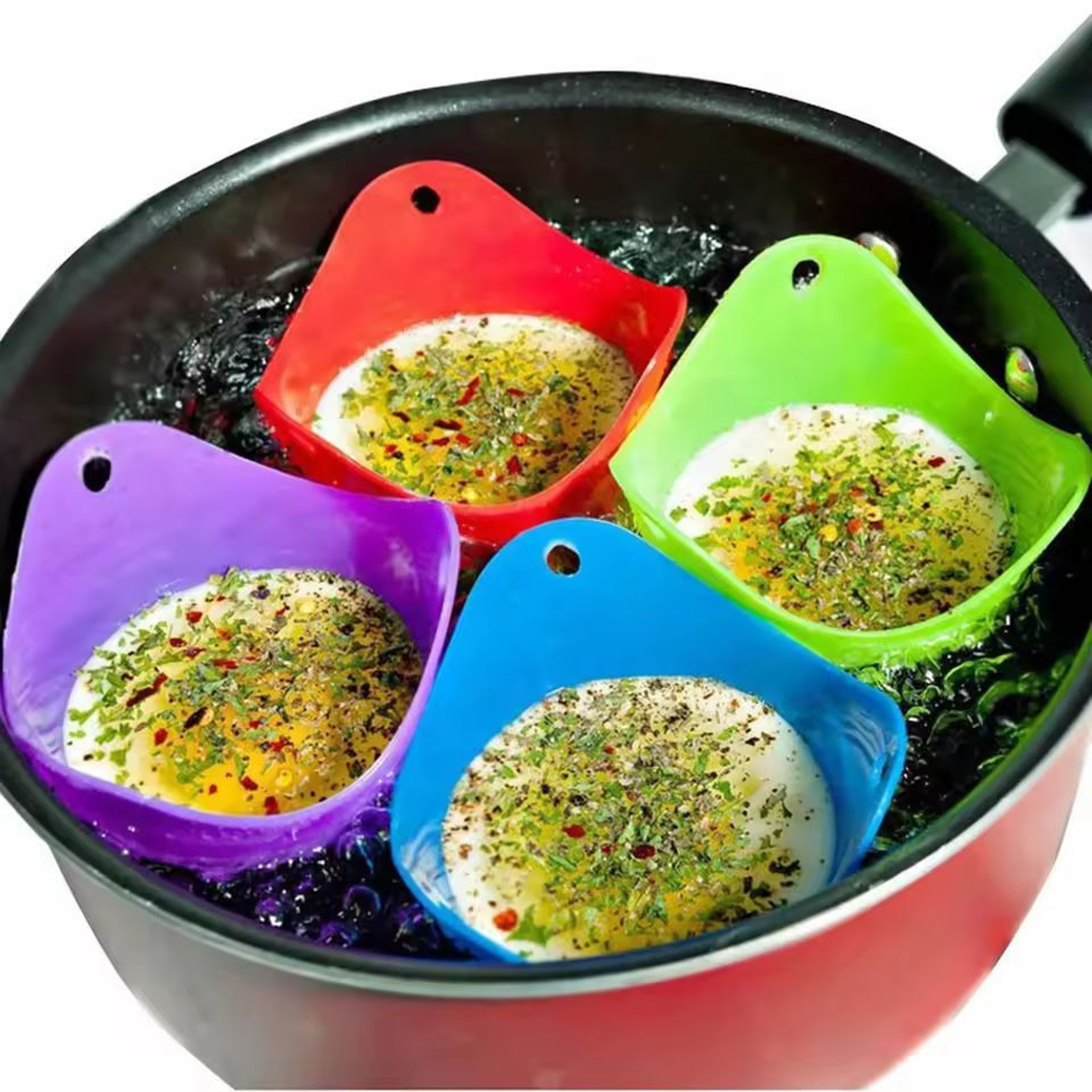 Silicone Egg Poacher Moulds  Set Of 124 For Easy Kitchen Egg Poaching  Cooking Tool 0