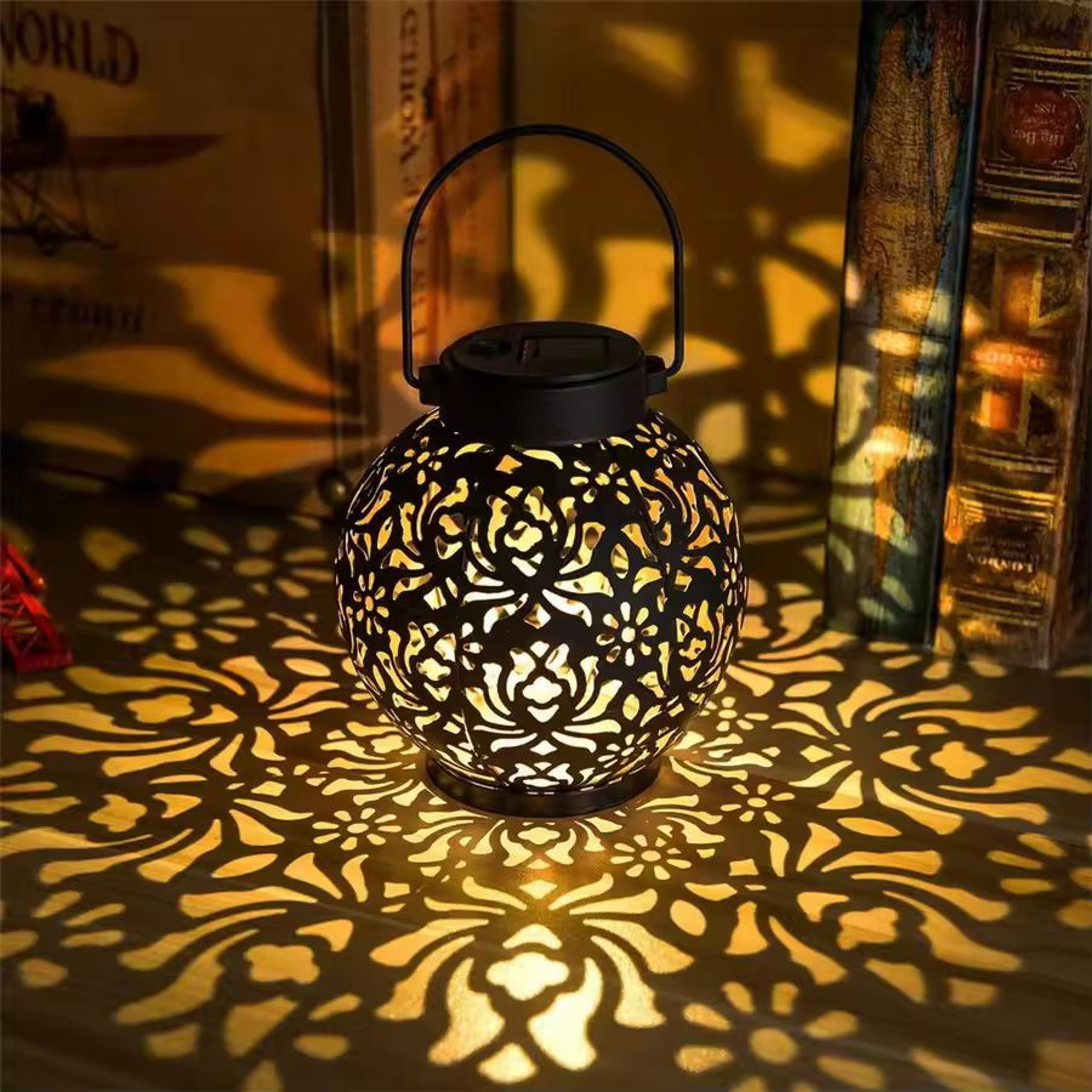 Elegant IronArt Solar Hanging Lantern  Outdoor Garden LED Landscape Light 0