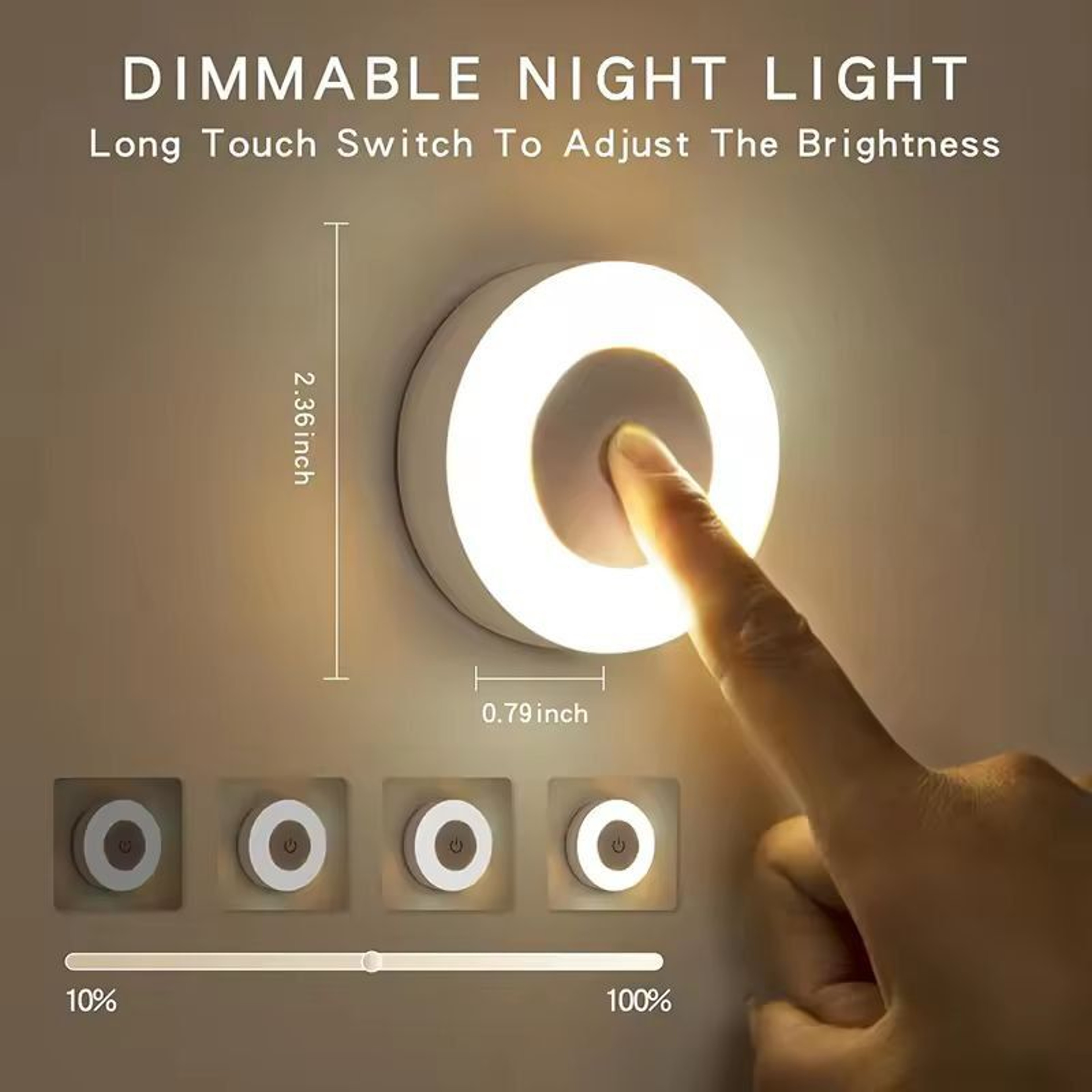 EnergySaver Touch LED Night Lamp  USB Rechargeable Dimmable 3Color Wall  Magnetic Base Nightlight 0