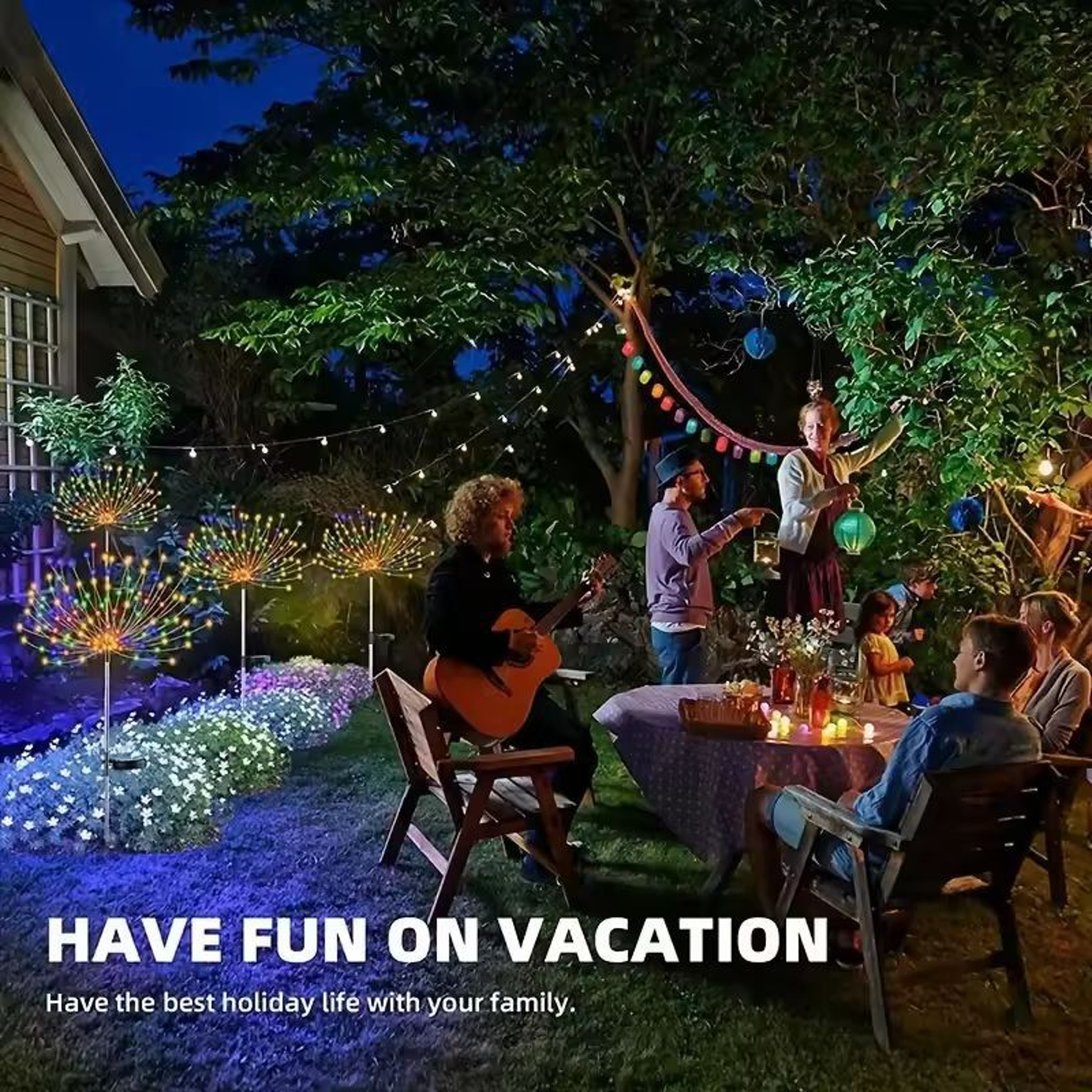 Solar SparkFire Garden Lights  Waterproof Outdoor Firework String Lights 90200 LED 3 Colors 8 Modes 5