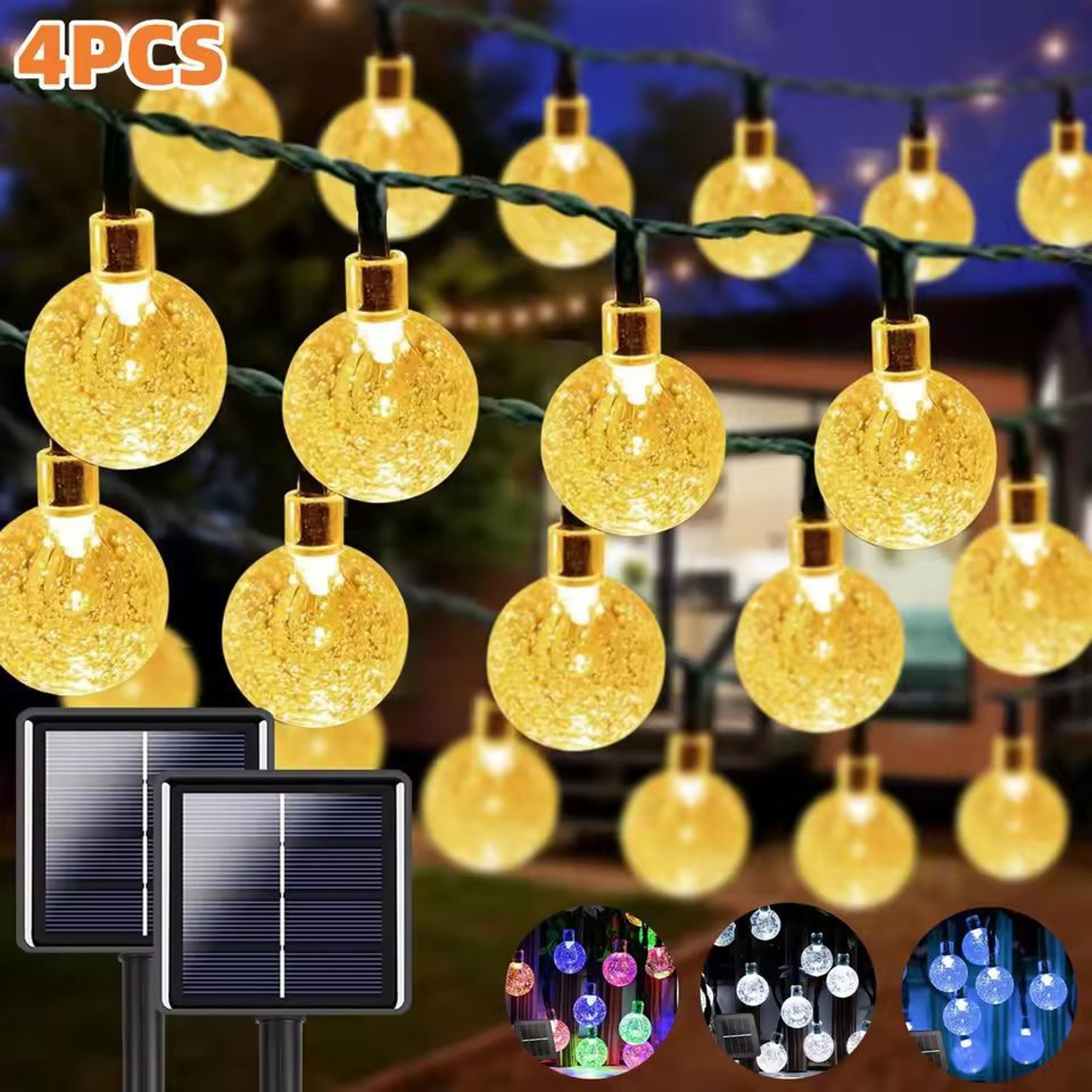 Solar Crystal Globe LED String Lights  Outdoor Solar Fairy Lights For Garden Patio  Party 0