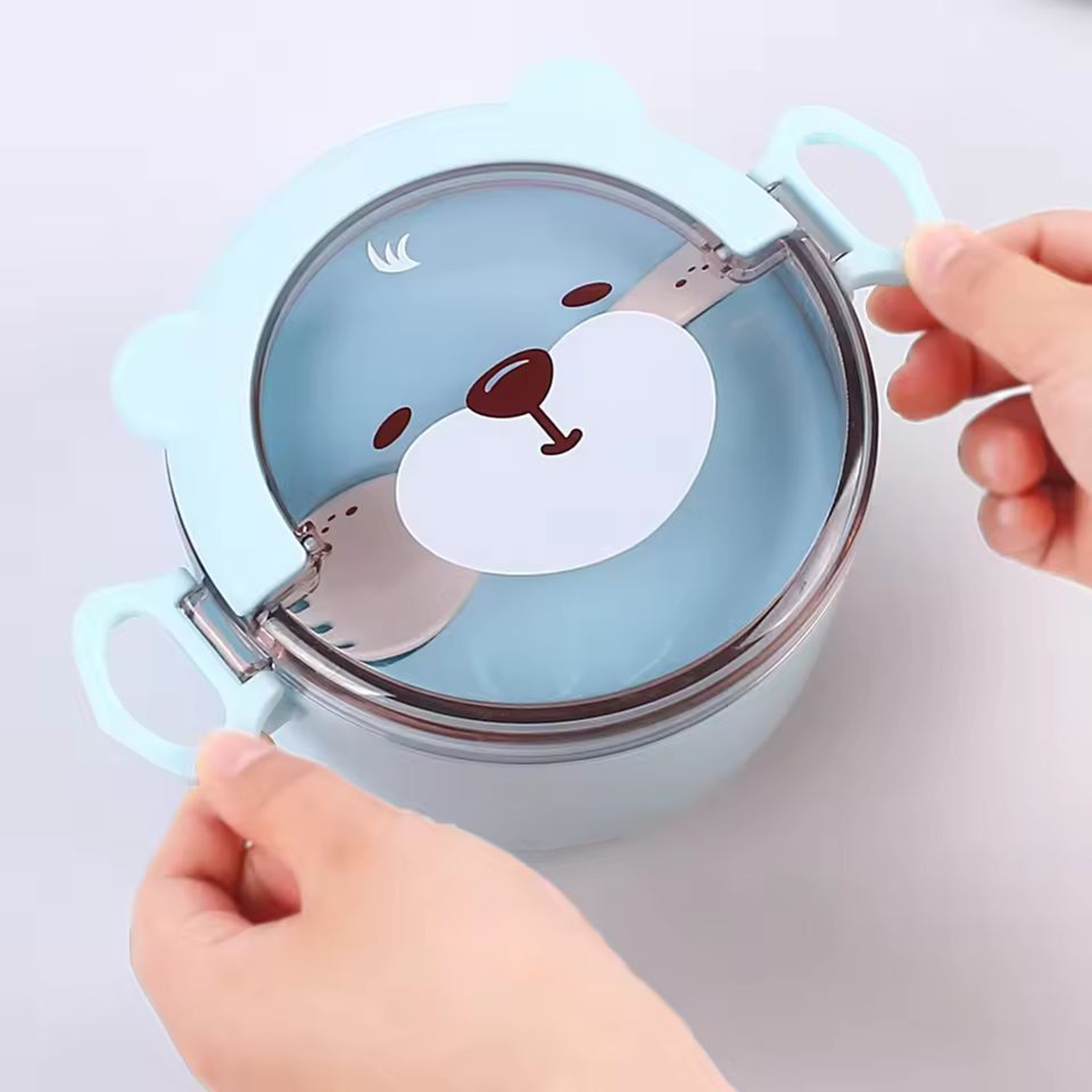 BearBuddy LeakProof Cartoon Lunch Box With Utensils  Printers Edition 0