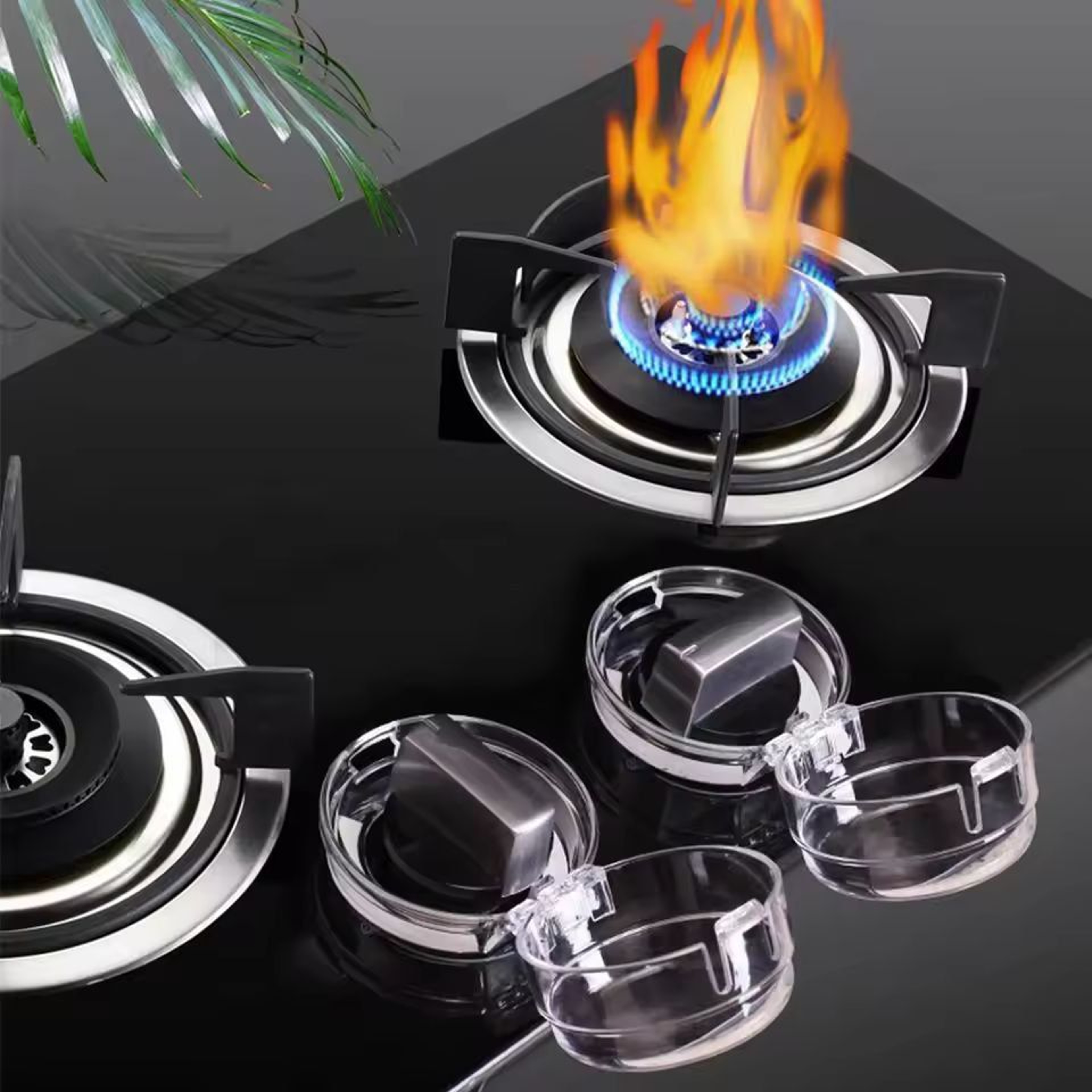 ClearGuard 2Piece Gas Stove Knob Cover Set  Child Proof Stove Knob Lock For Safe Kitchens 0