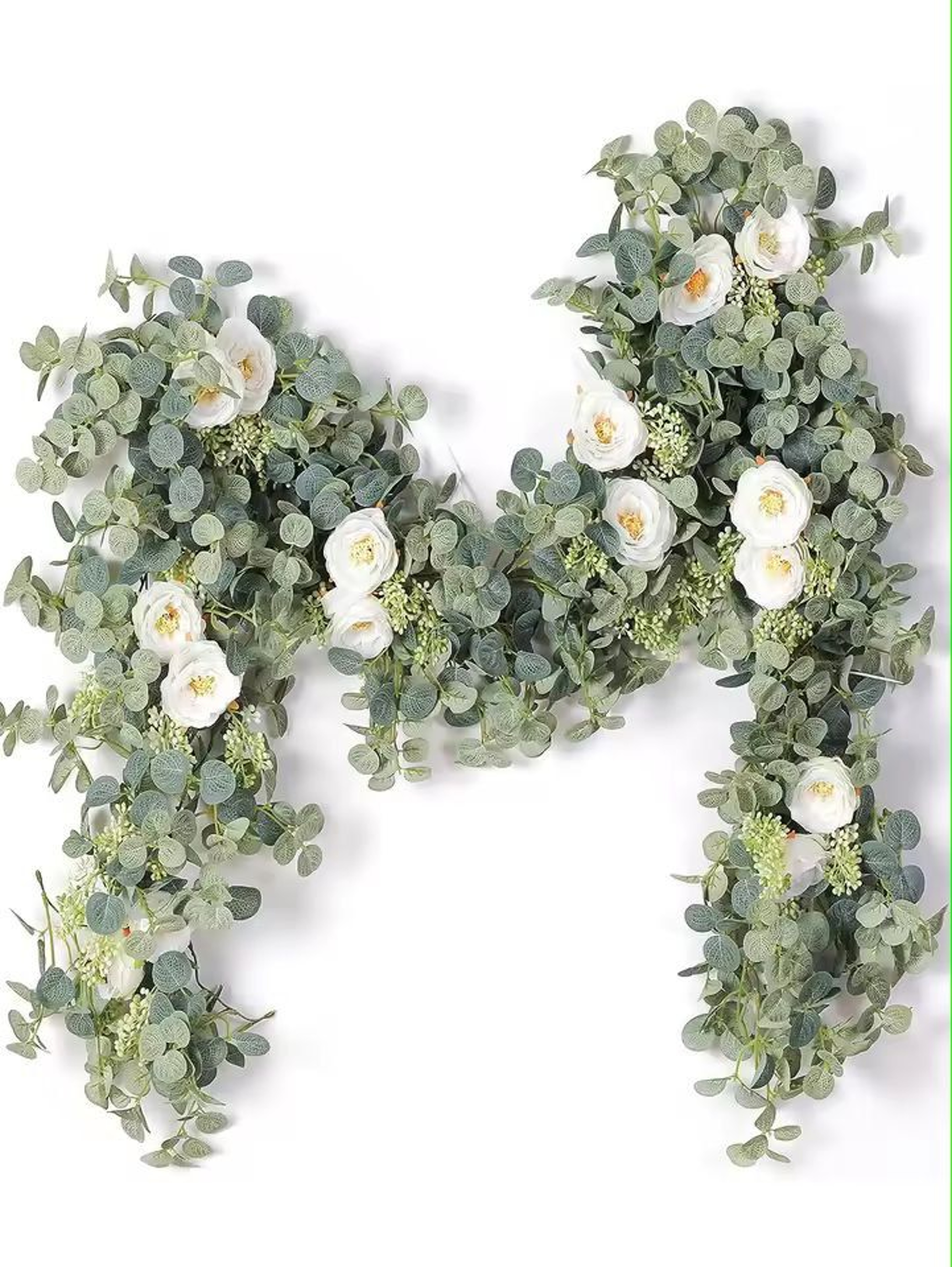 Evergreen Eucalyptus  Rose Garland  59 Ft Faux Floral Vine For Home Wedding  Party Decor 6