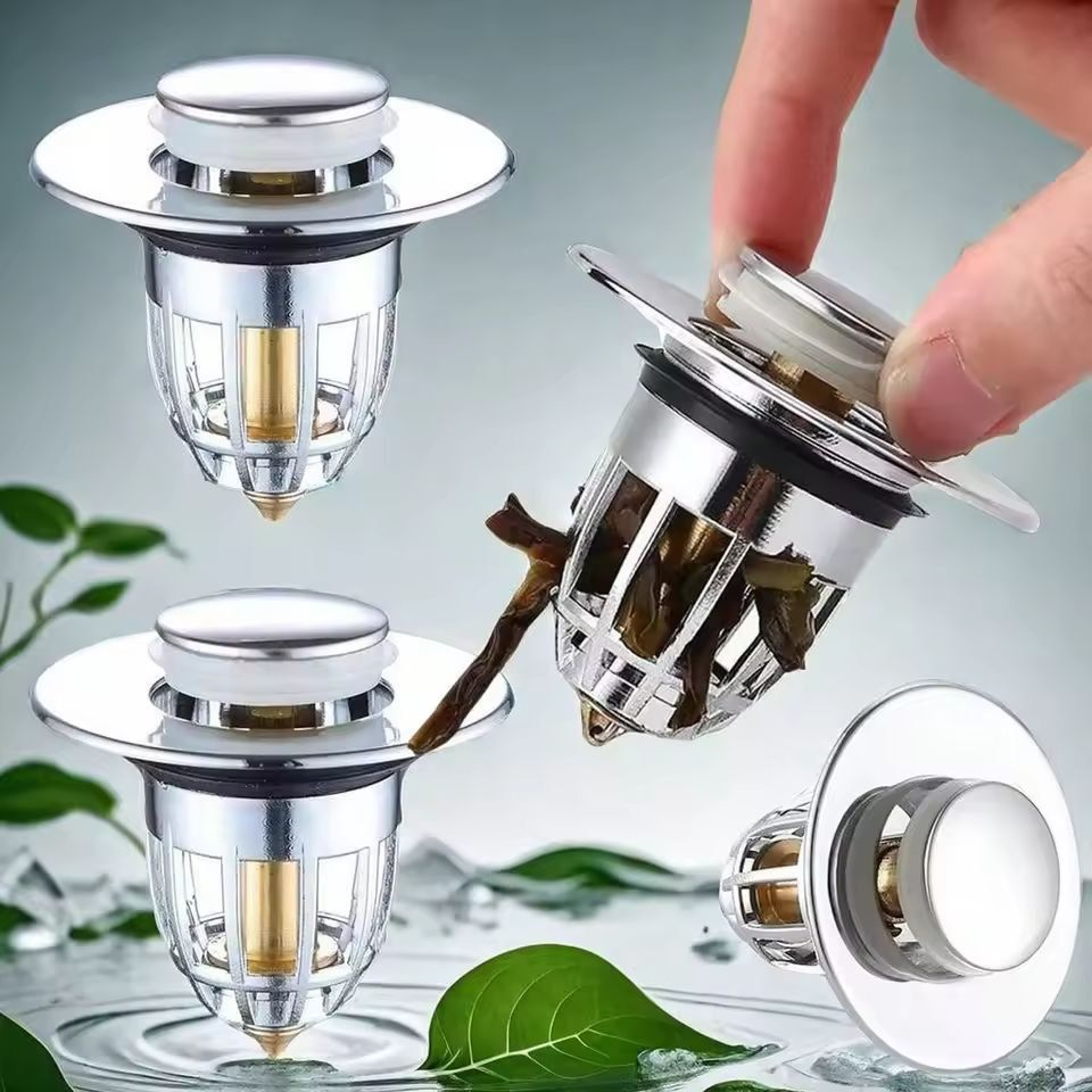 Premium Universal PopUp Sink Drain Stopper With Builtin Hair Catcher 0