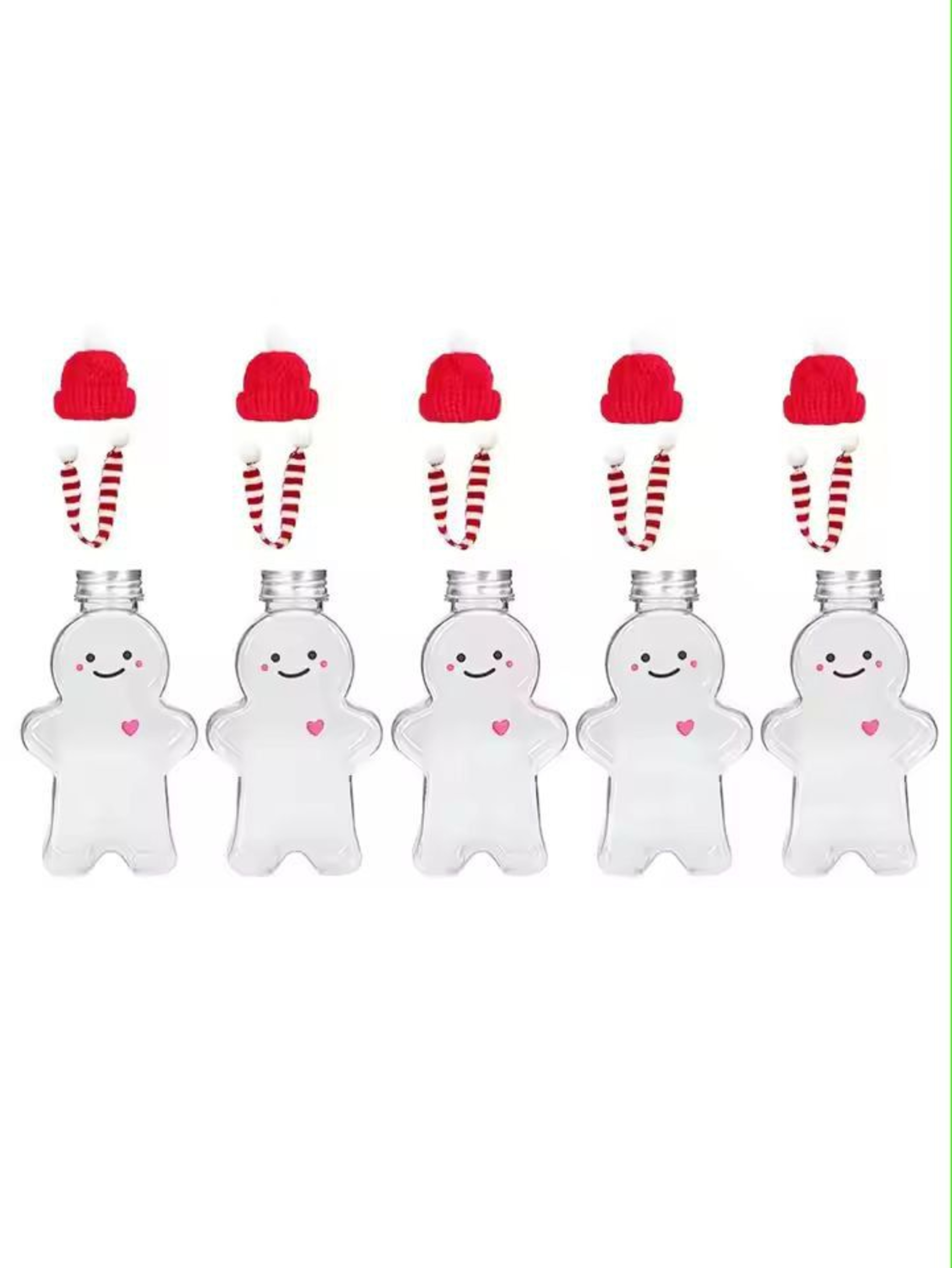 GingerbreadMan Christmas Portable Shaker Bottle  5Pack Festive Reusable Drink Bottles 10