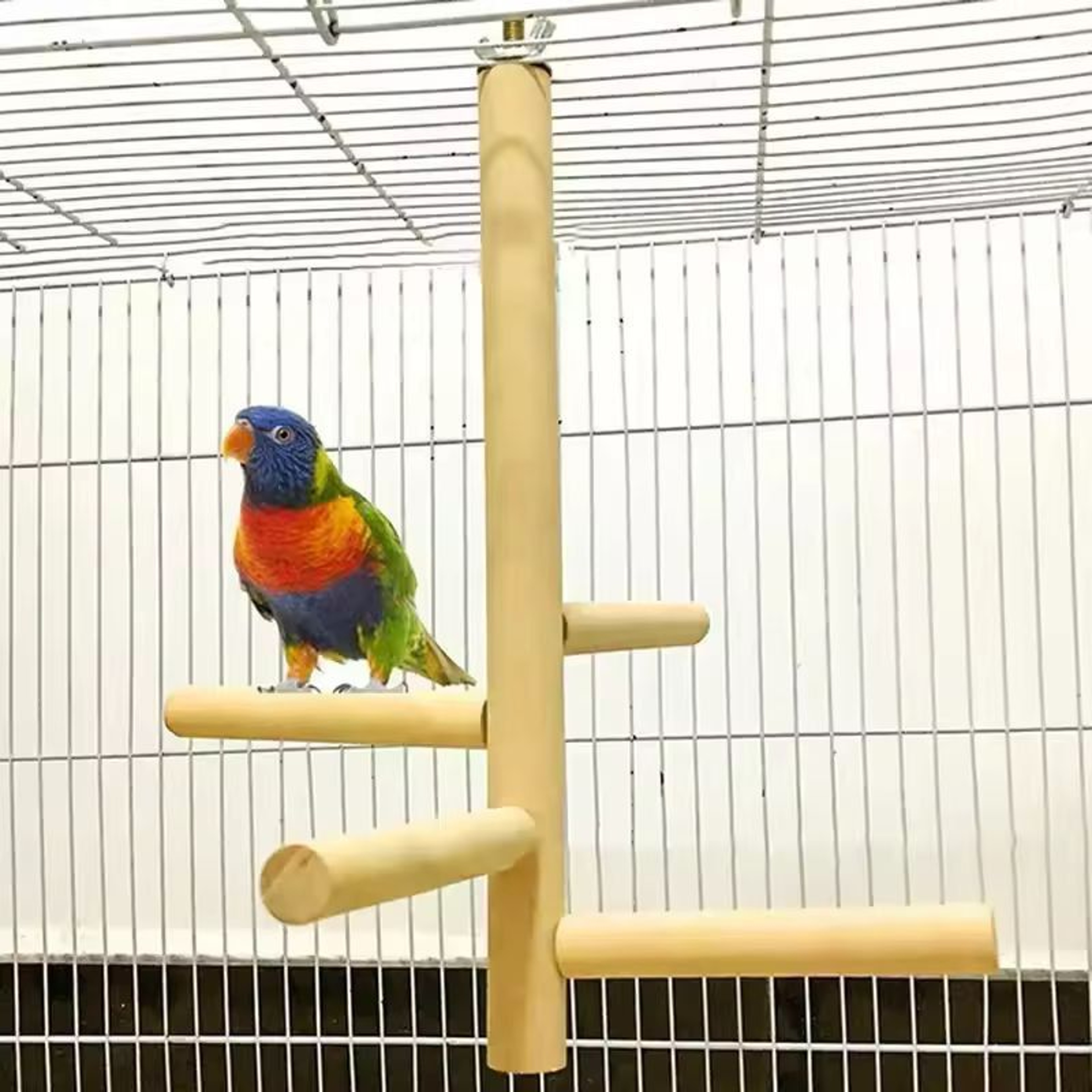 Natural Wood 4Layer Bird Ladder  Swing  Cage Toy For Parakeets Budgies  Small Parrots 1