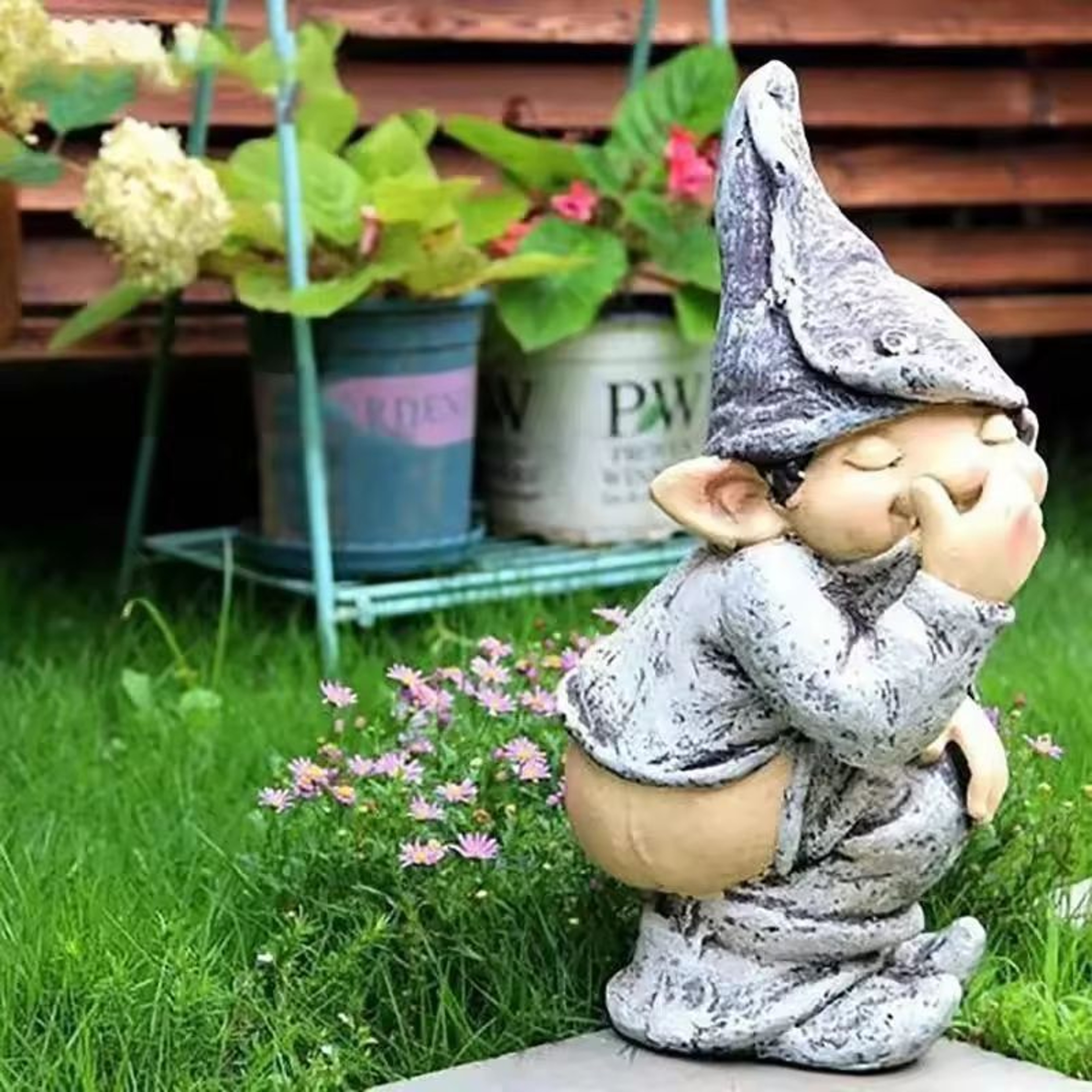 Garden Gnome Laugh  Lawn Resin Statue  Funny Gnome Garden Decor  Outdoor Ornament 0