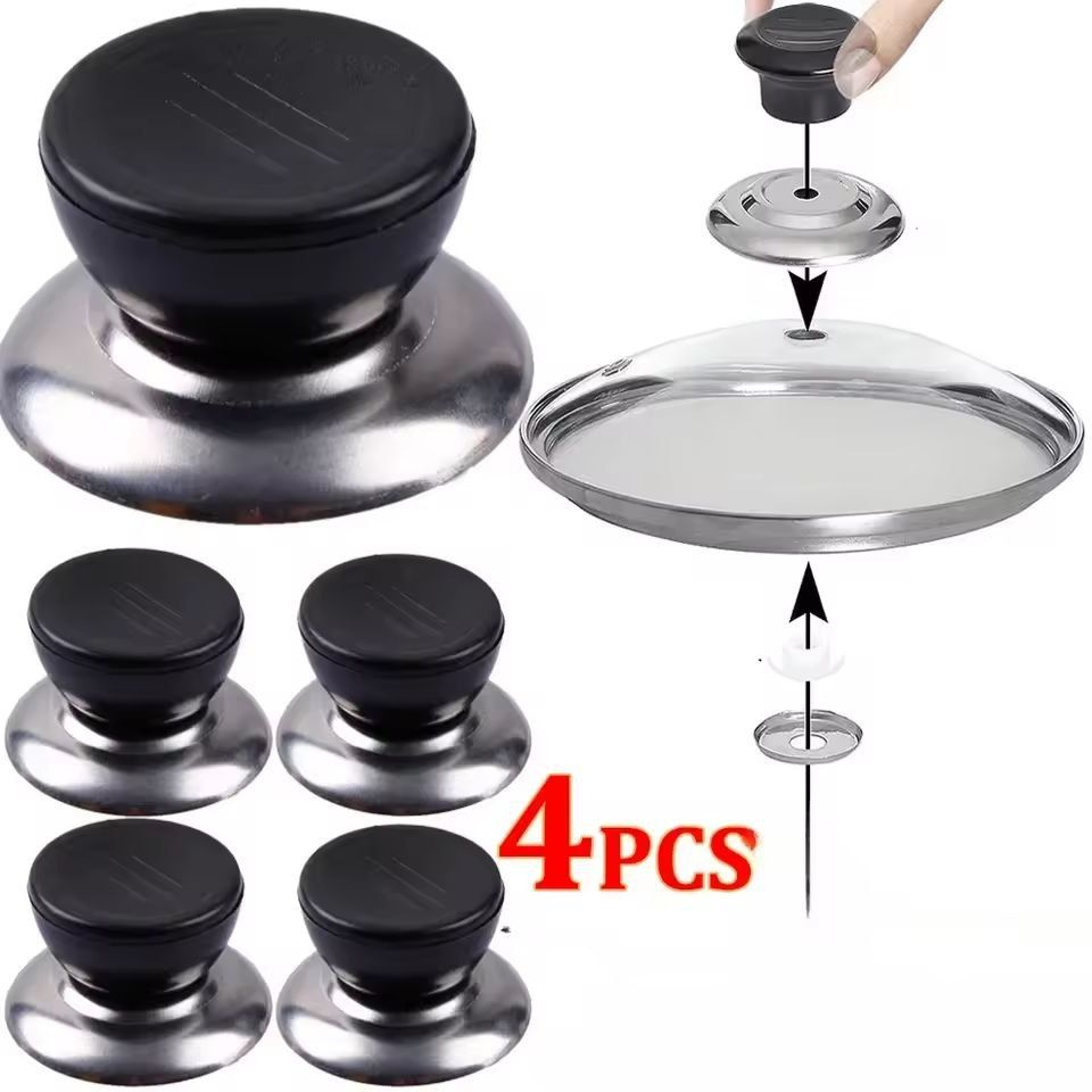Universal Cookware Knob  Pot Lid Handle Replacement Set 4Pack 0