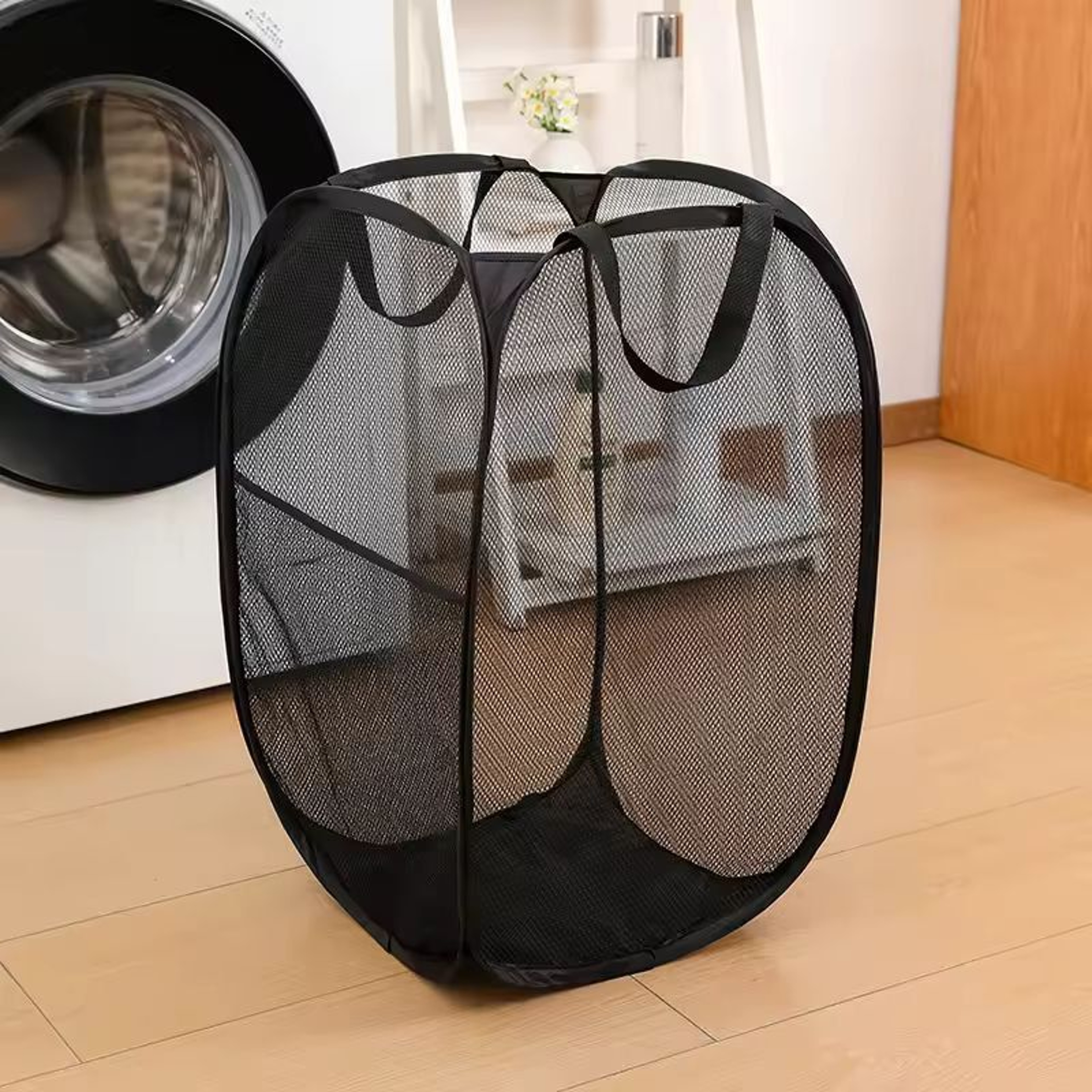 LargeCapacity Foldable Mesh Laundry Basket  Dirty Clothes Organizer 7