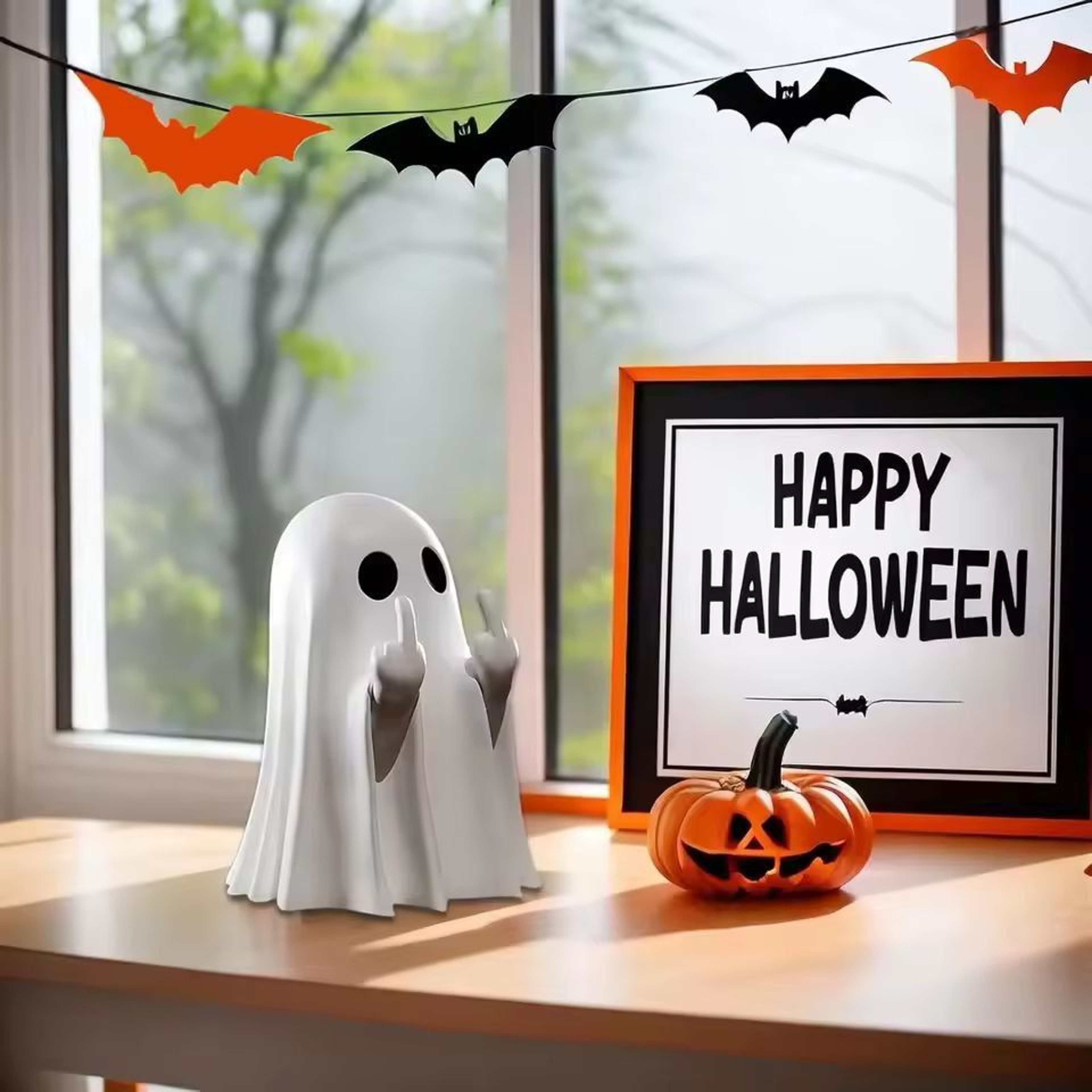 Mini Resin Ghost Middle Finger Statue  Unique Funny Home Ornament  Party Decor 0