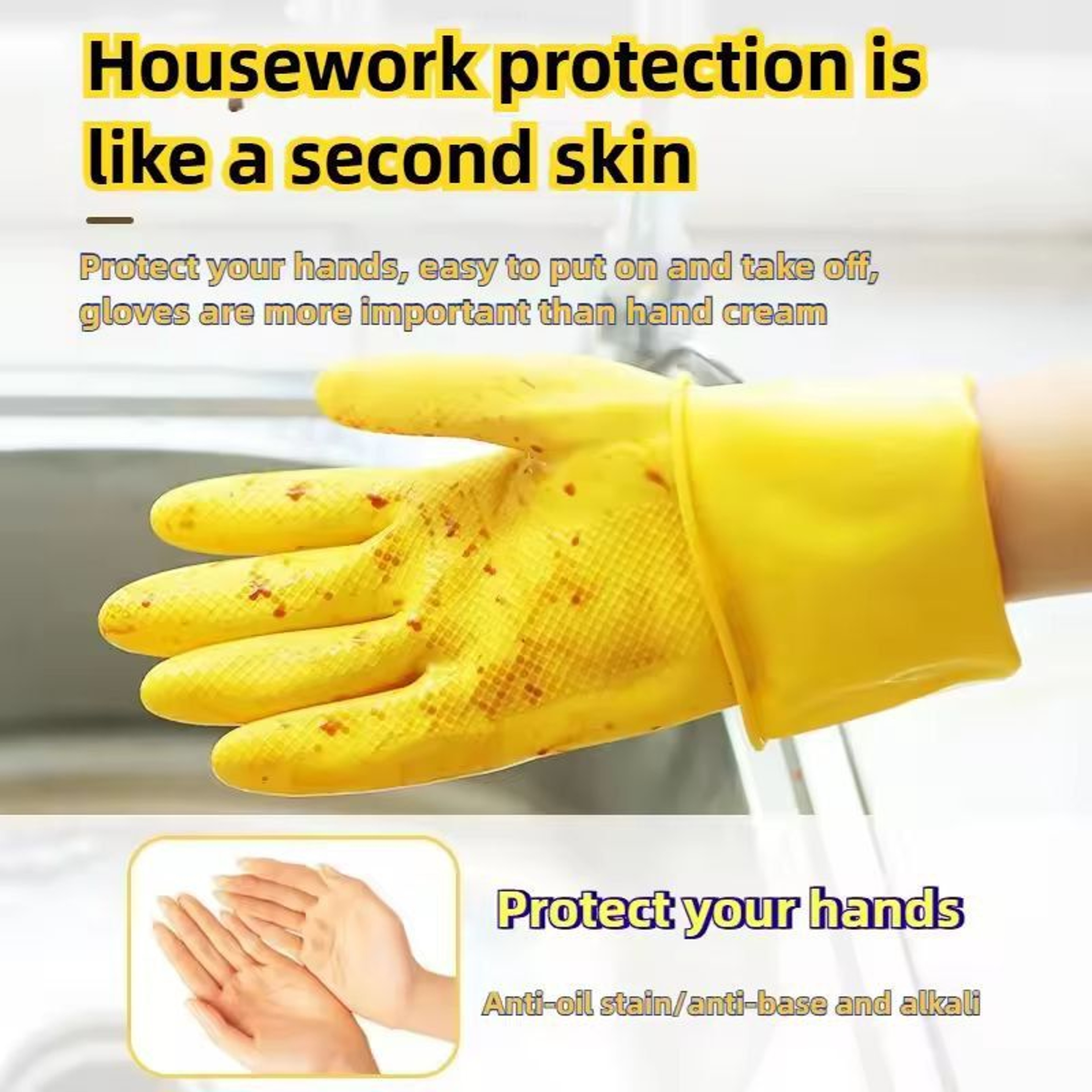 Household HeavyDuty Latex Rubber Gloves  Waterproof Durable MultiPurpose Cleaning Gloves 0