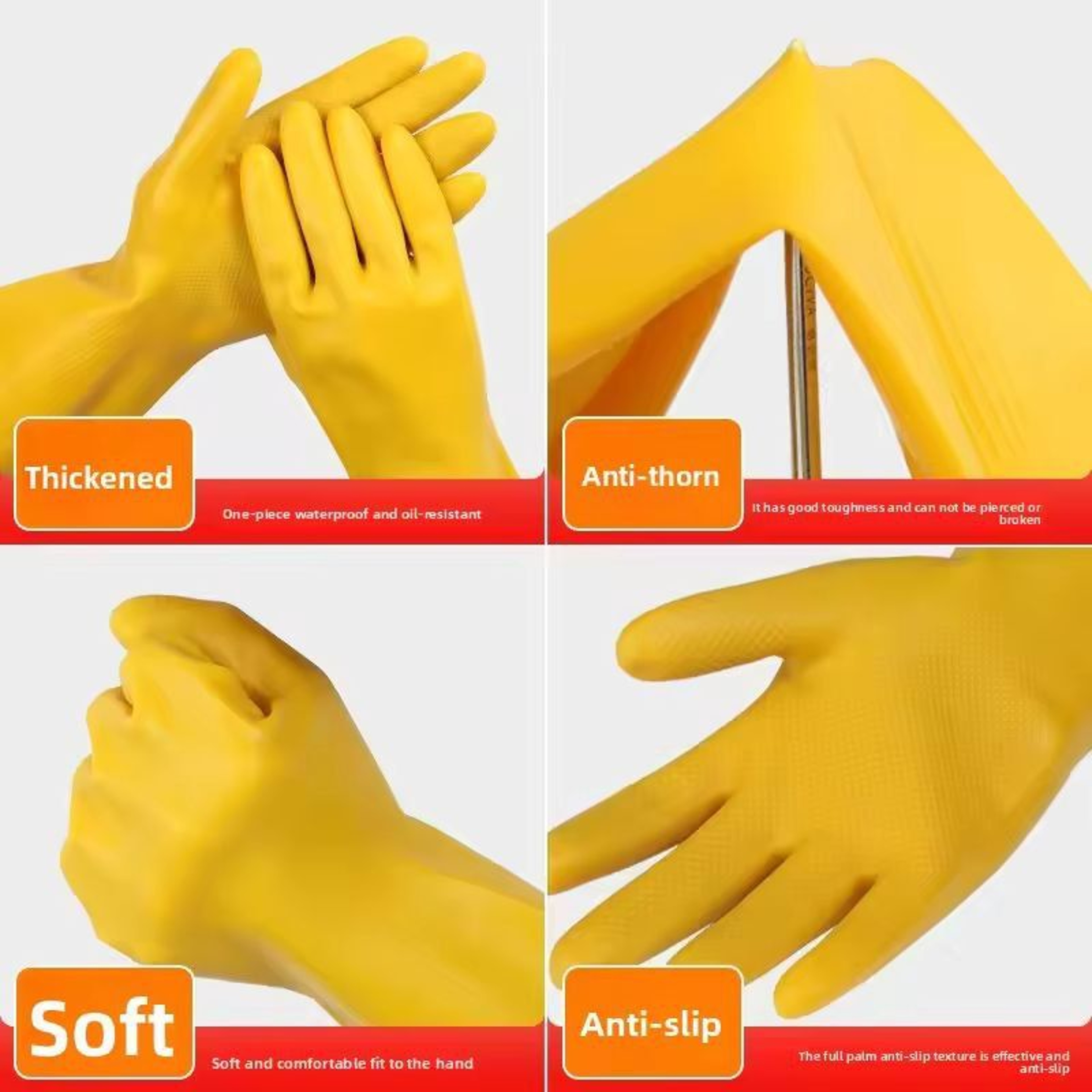 Household HeavyDuty Latex Rubber Gloves  Waterproof Durable MultiPurpose Cleaning Gloves 2