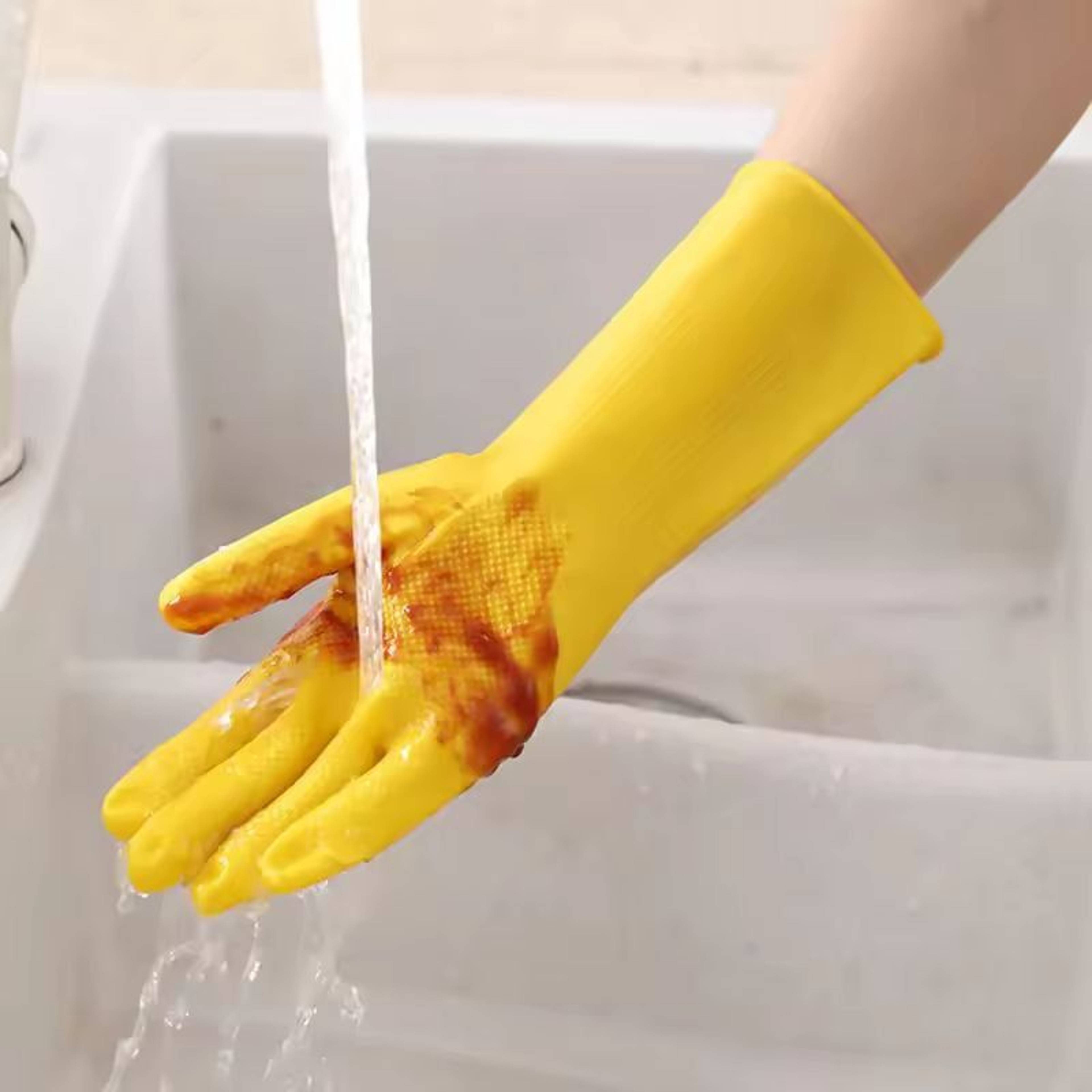 Durable Waterproof Latex Household Gloves  HeavyDuty Dishwashing  Home Cleaning Gloves 5