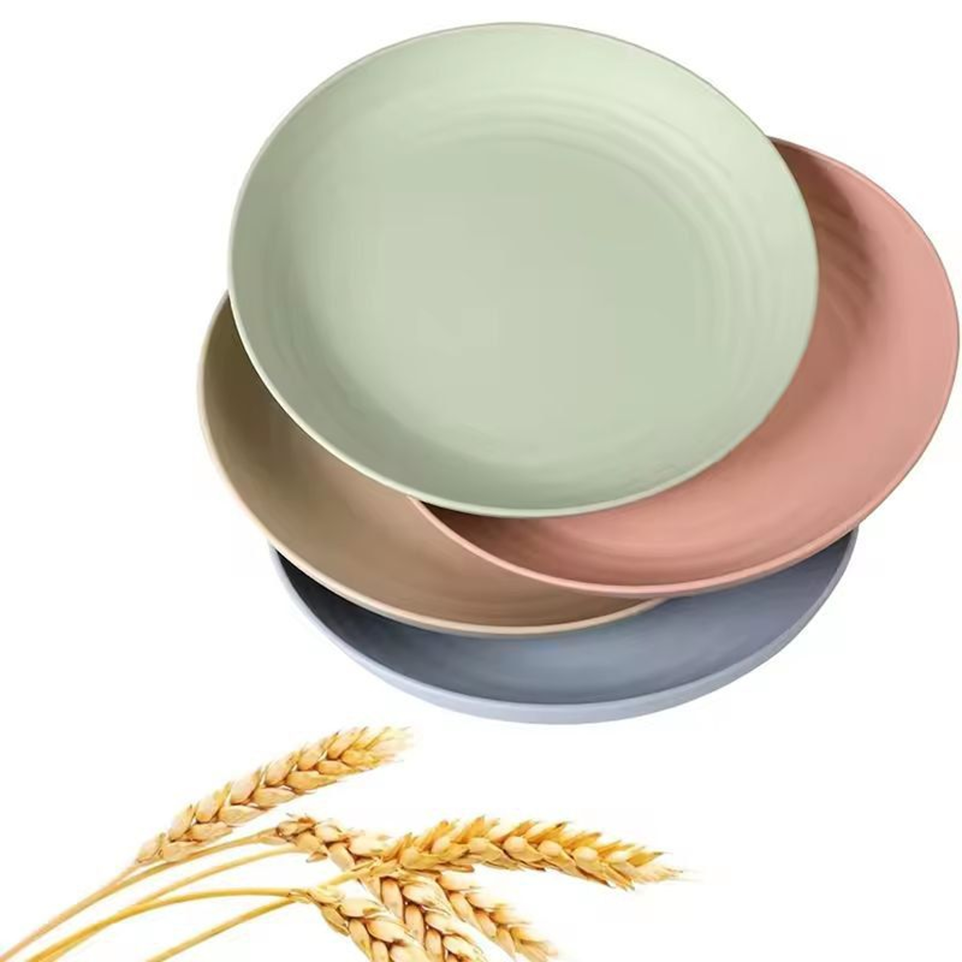 Lightweight Wheat Straw Dinner Plates Set  Unbreakable Reusable  FamilySafe Dining Plates 6