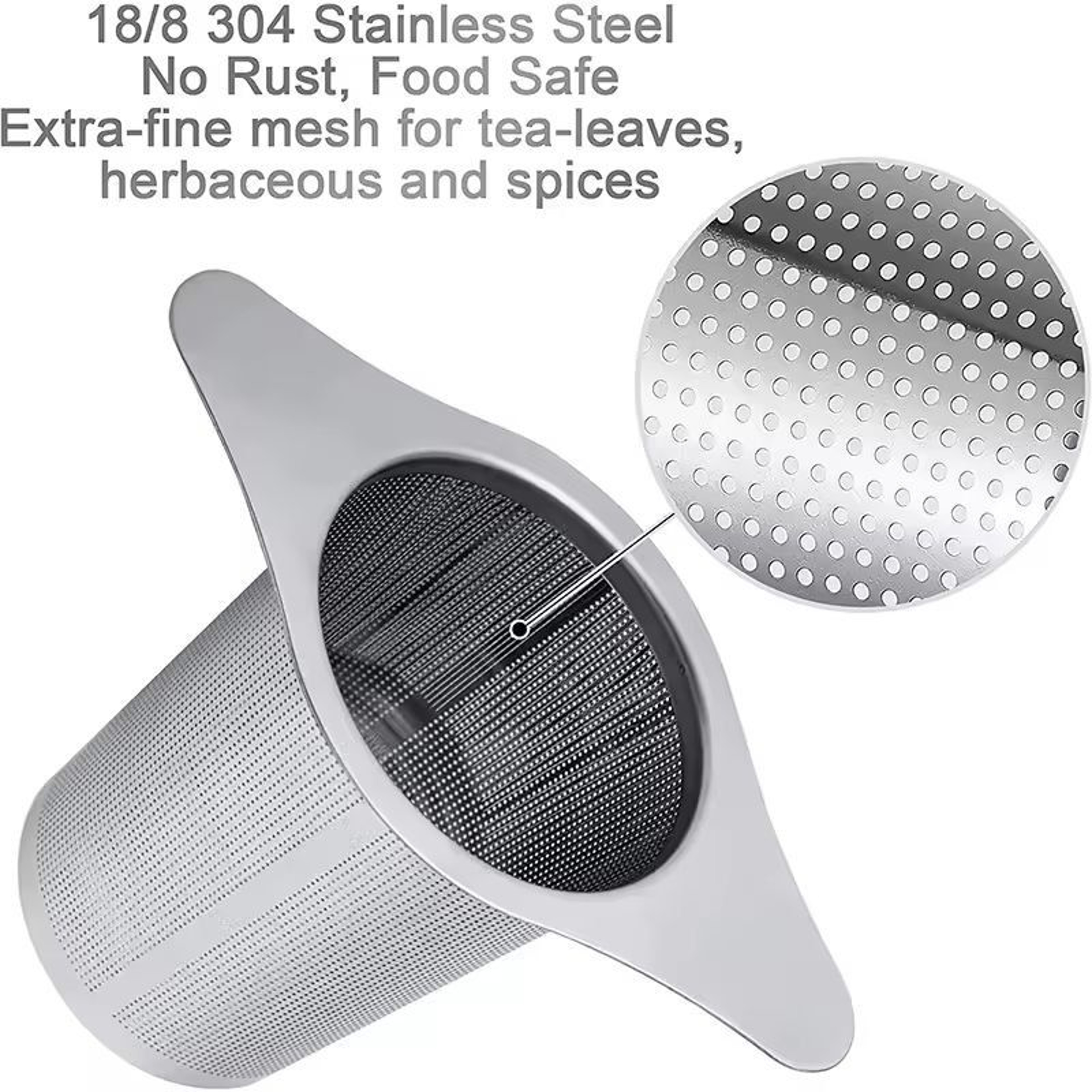 Elegant Stainless Steel Loose Leaf Tea Infuser  Large Mesh Basket With Double Handles  Lid 1