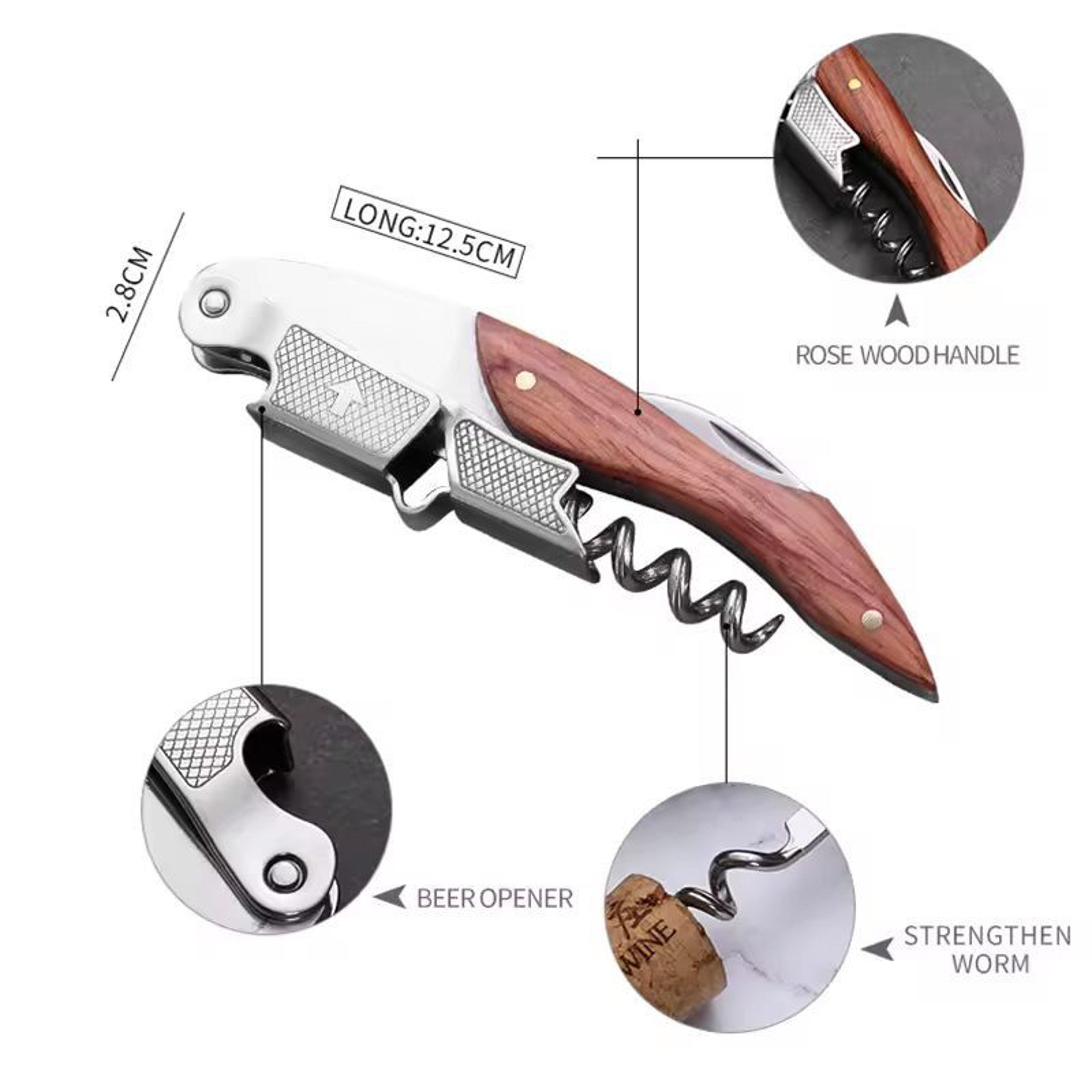 Premium WoodHandle Corkscrew  Multifunction Bottle Opener Professional Wine  Beer Key 5