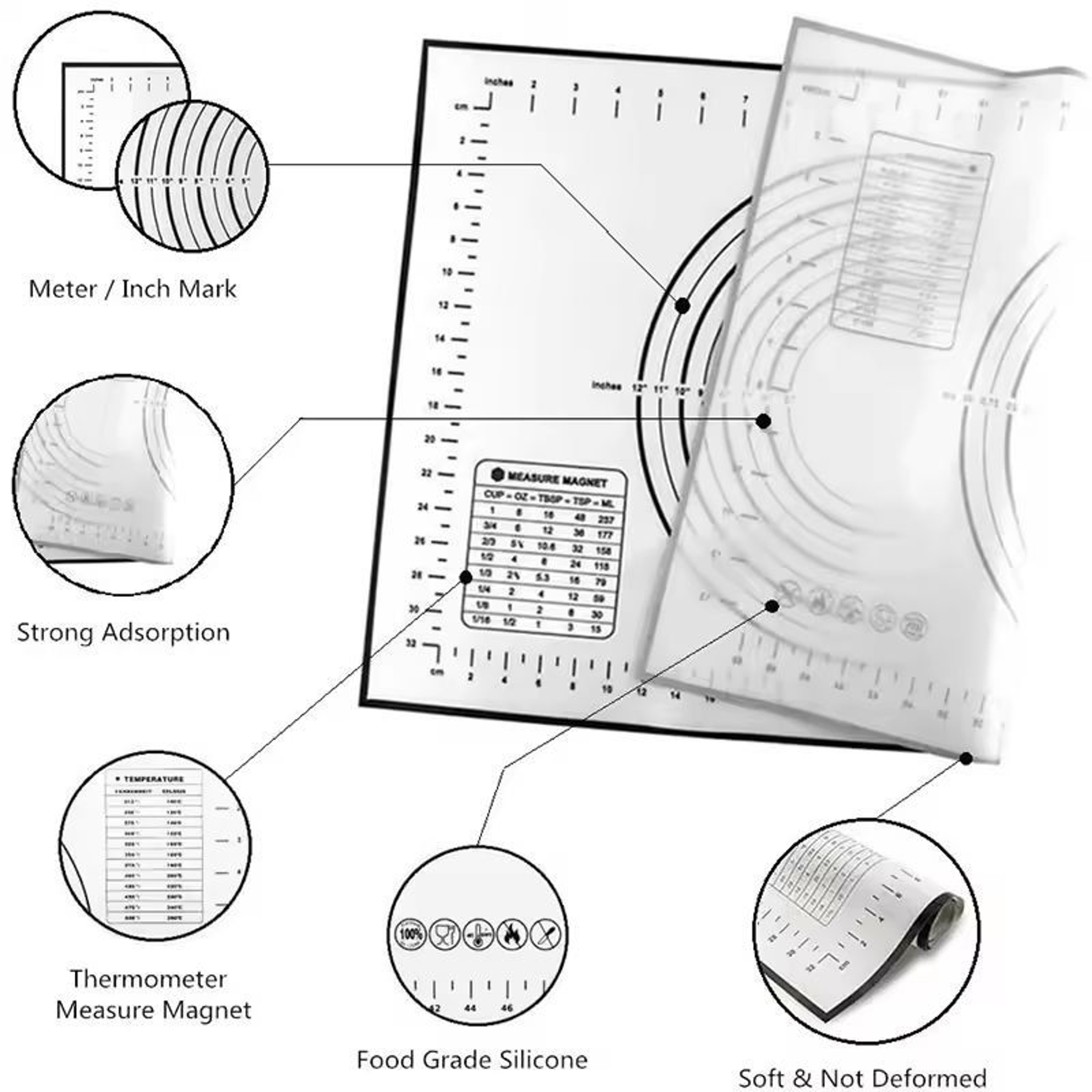 Premium NonStick Silicone Pastry  Baking Mat  ExtraLarge Rolling Surface For Dough Pizza  Pastries 5