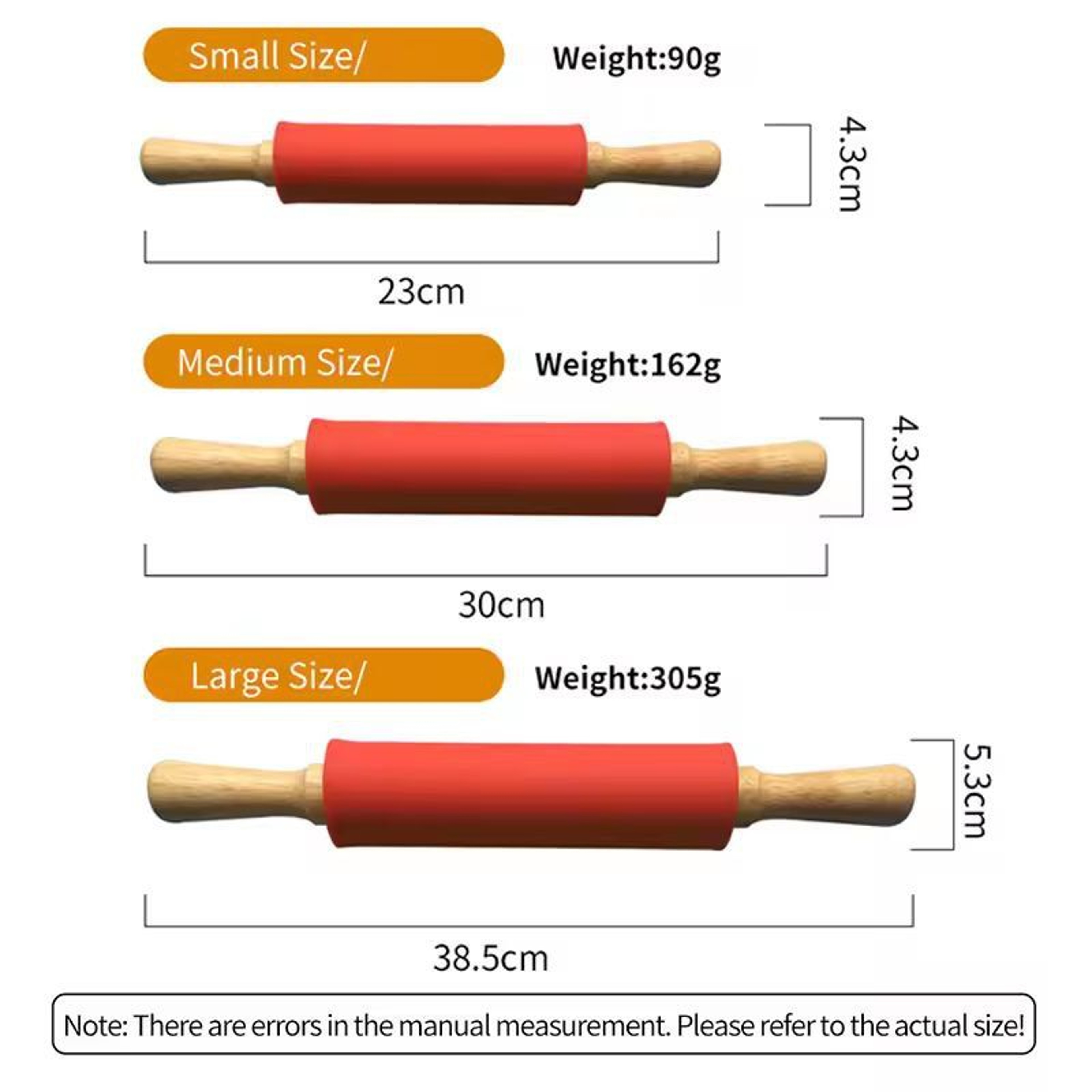 SiliconeCoated NonStick Rolling Pin With Wooden Handles  Easy Dough Roller  Pastry Tool 4