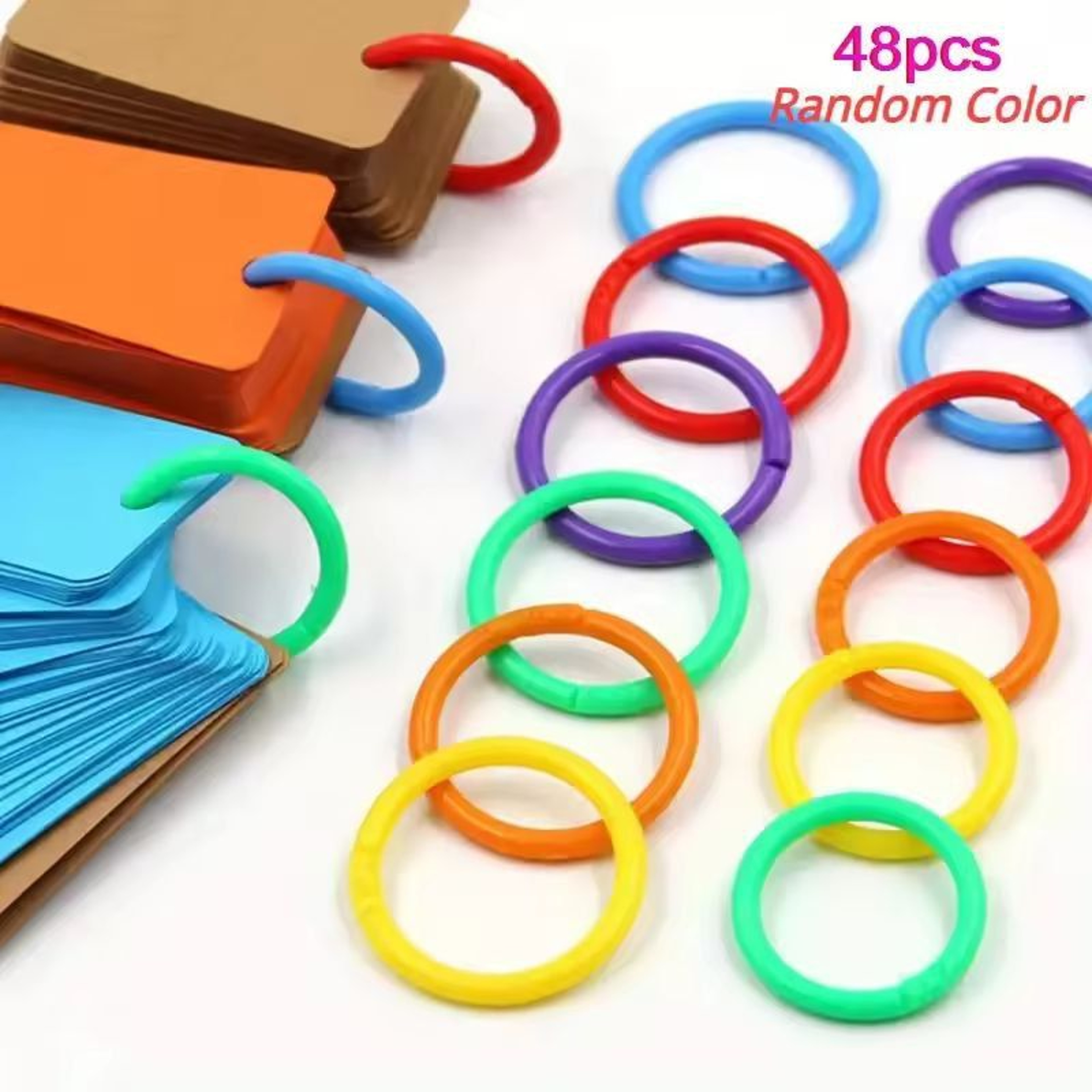 48Pack 15 Mm Colorful Plastic Loose Leaf Rings  Versatile Binder Rings For DIY Albums  Document Org 0
