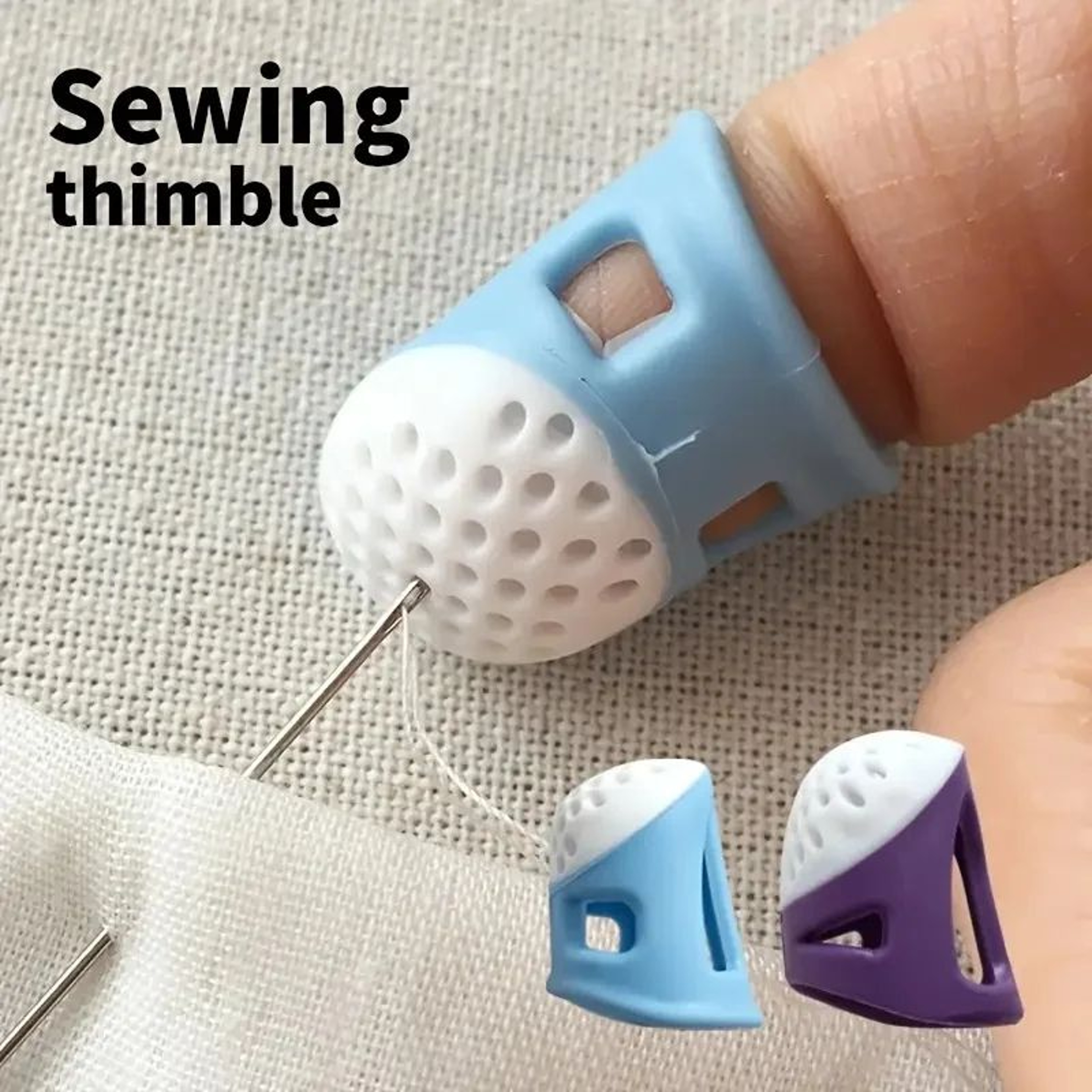 SoftGrip Silicone Sewing Thimble  2Pack AntiSlip Set For Embroidery  Craft 0