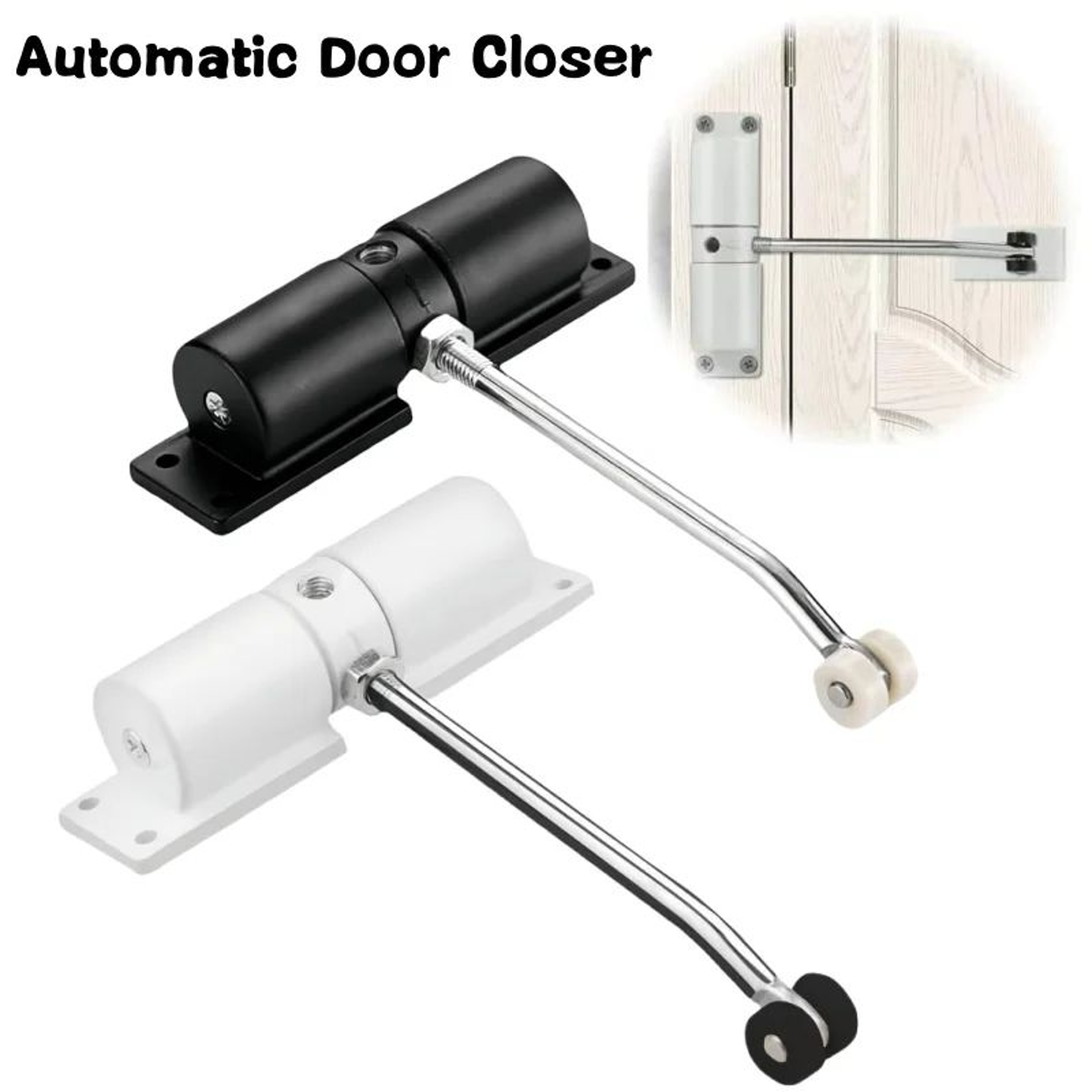 HeavyDuty 180 Automatic Door Closer  Silent Adjustable SelfClosing Hinge 0