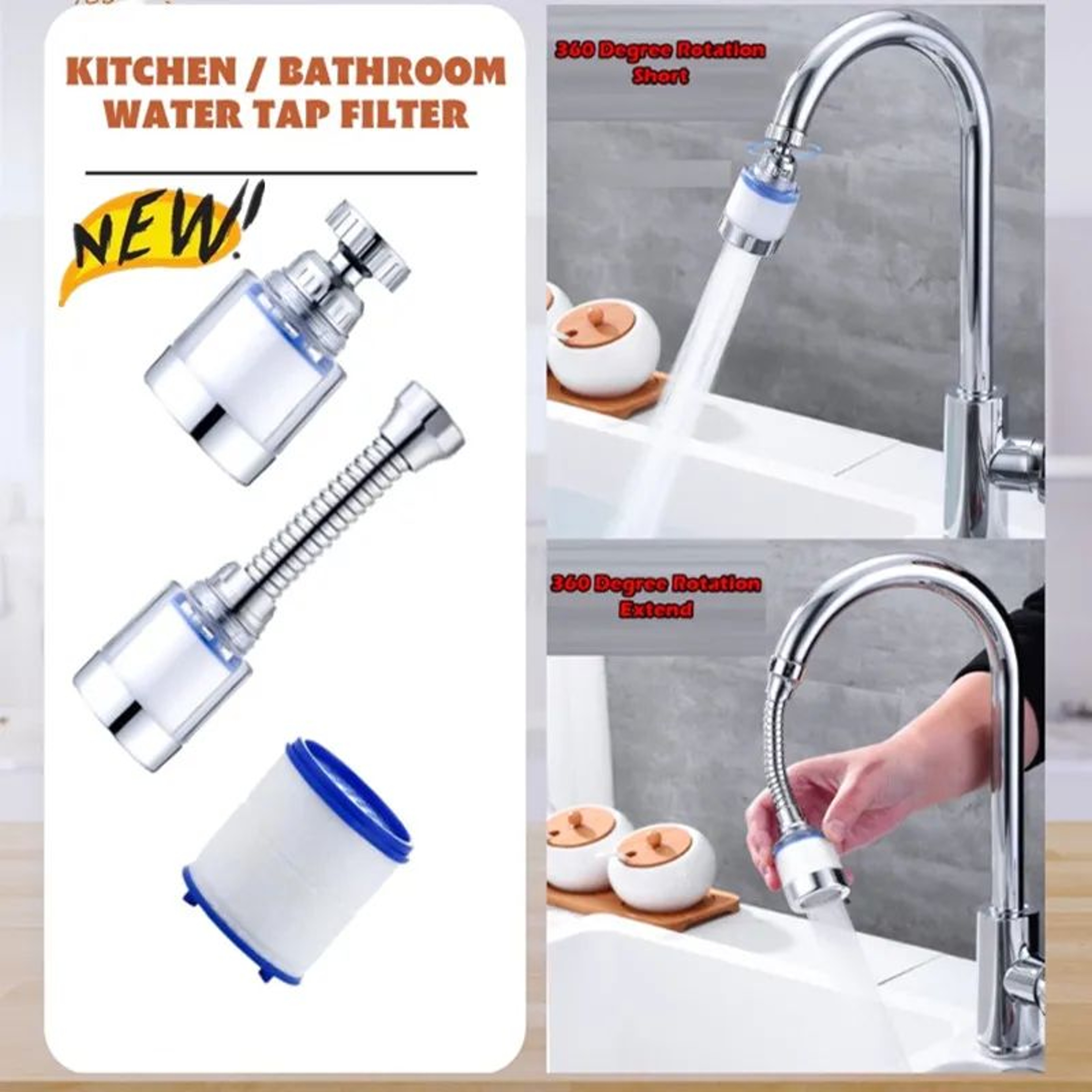PureFlow Kitchen Faucet Water Filter  TapMounted Filtration For Chlorine  Heavy Metal Removal 0