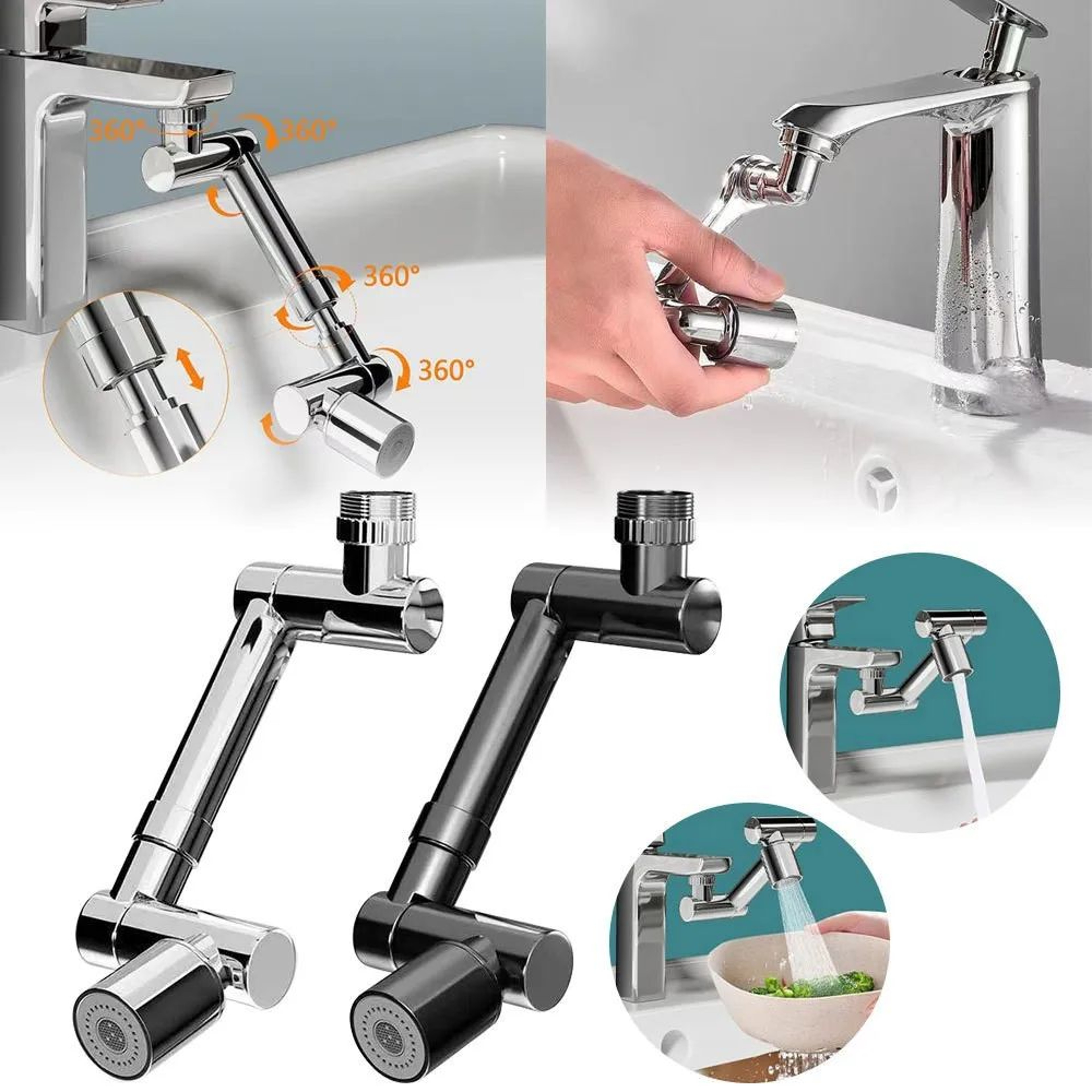 SmartSwivel 1440 Universal Faucet Extender  Retractable Kitchen  Bathroom Sink Aerator 0