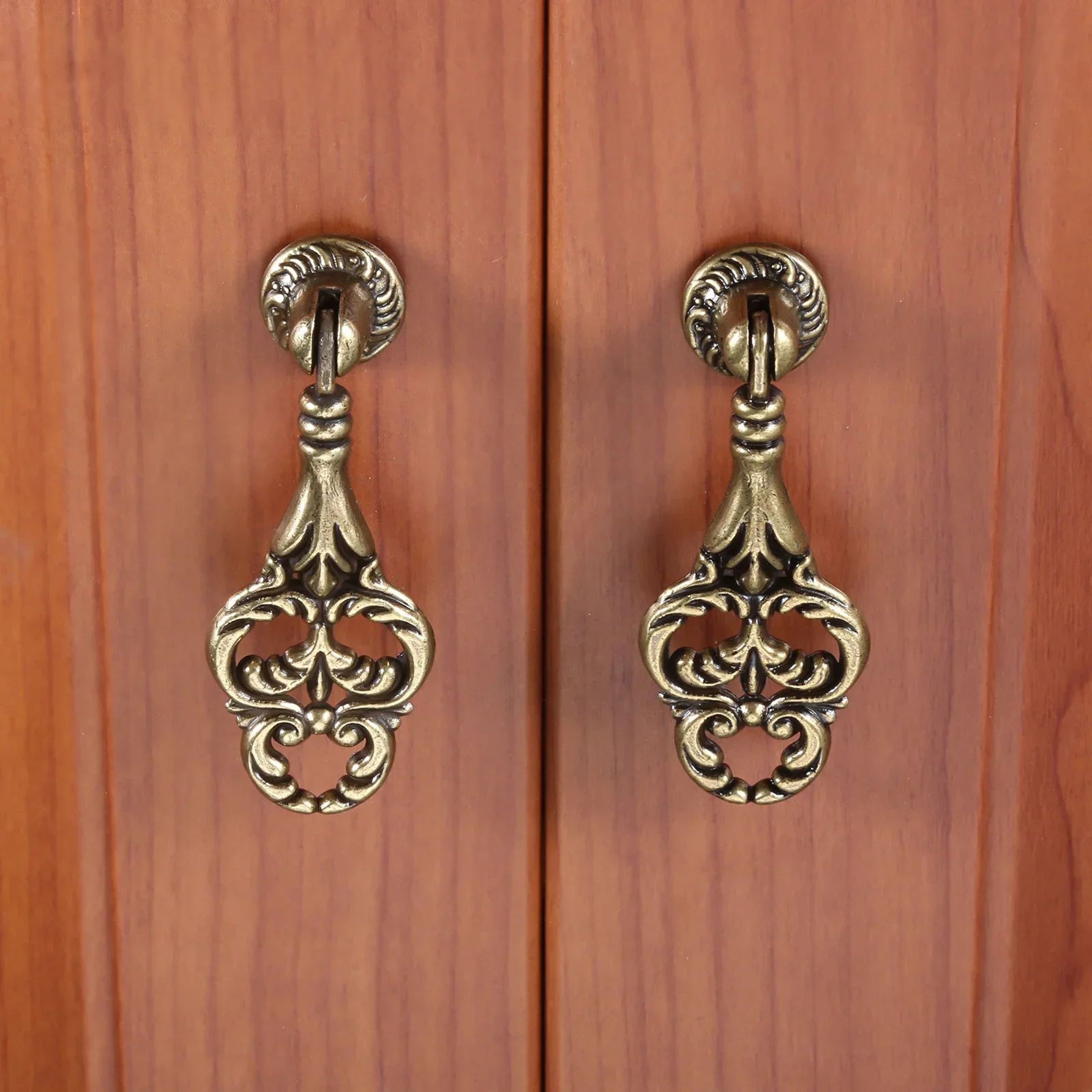 VintageDrop Antique Brass DropRing Drawer Pull  Classic Retro Cabinet Knob  Handle For Dressers Cup 0