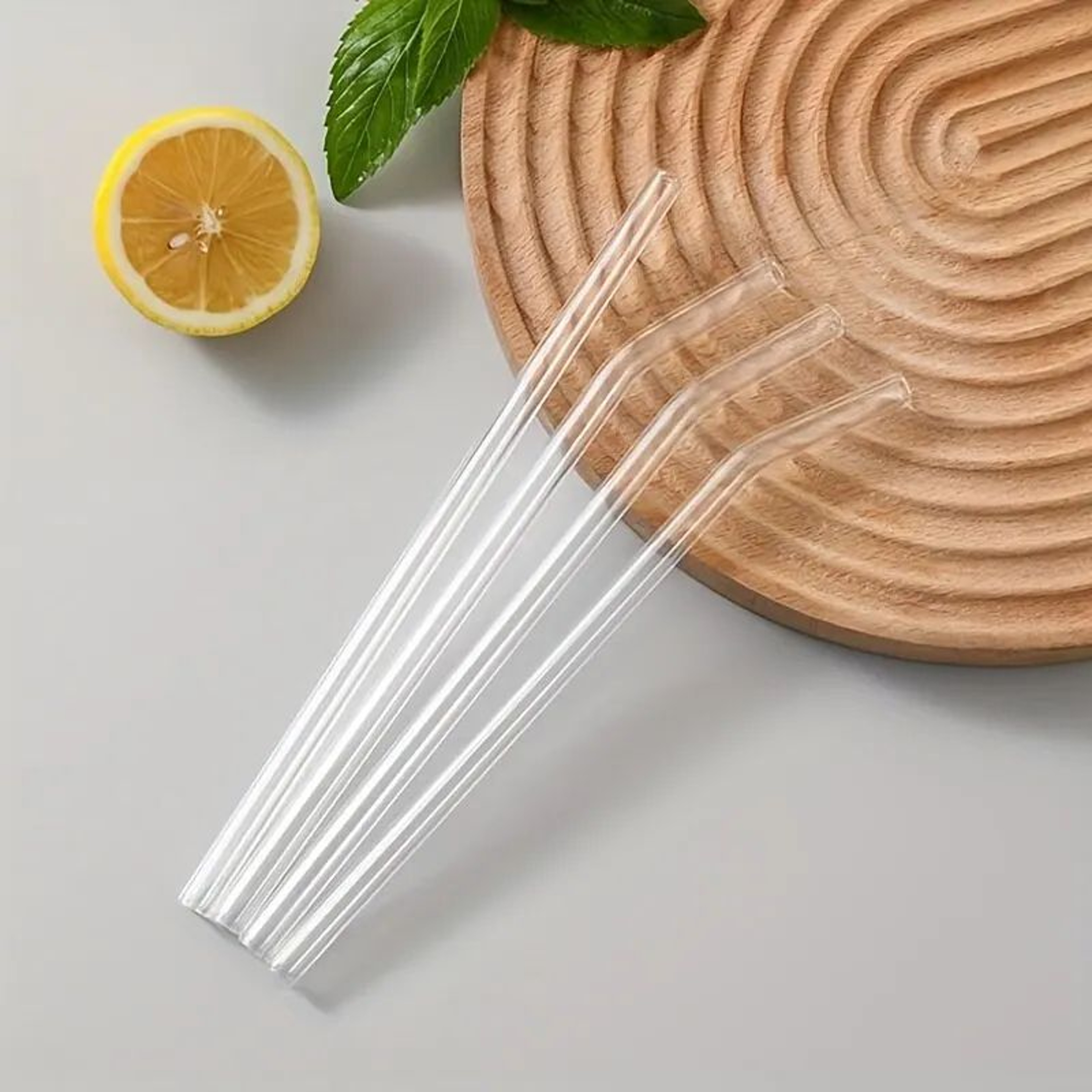 HeatResistant Glass Straw Set 5Piece Reusable Drinking Straws With Cleaning Brush 2