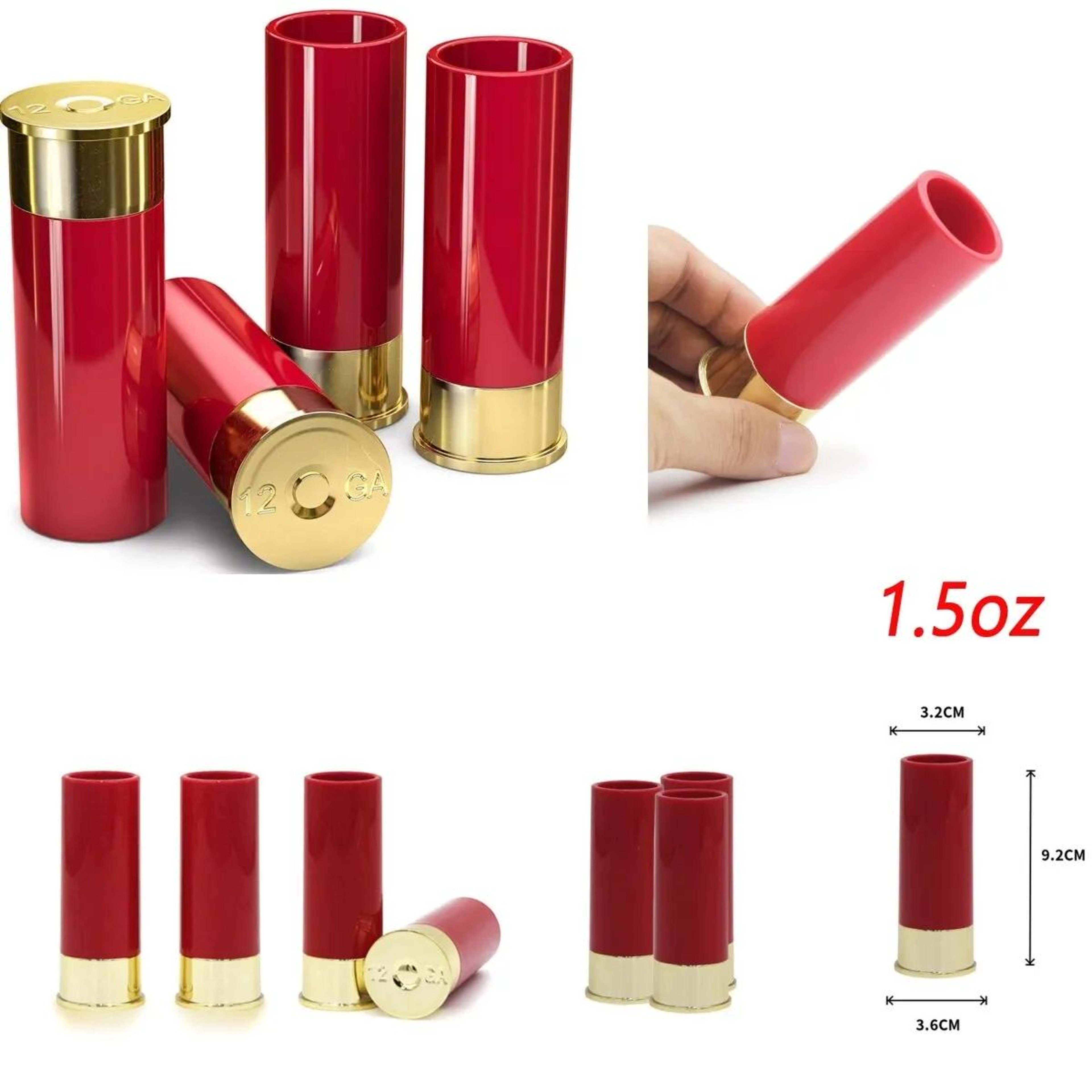 BoldShell Shotgun Glass Set  4Piece 12Gauge Plastic Shot Glasses 5