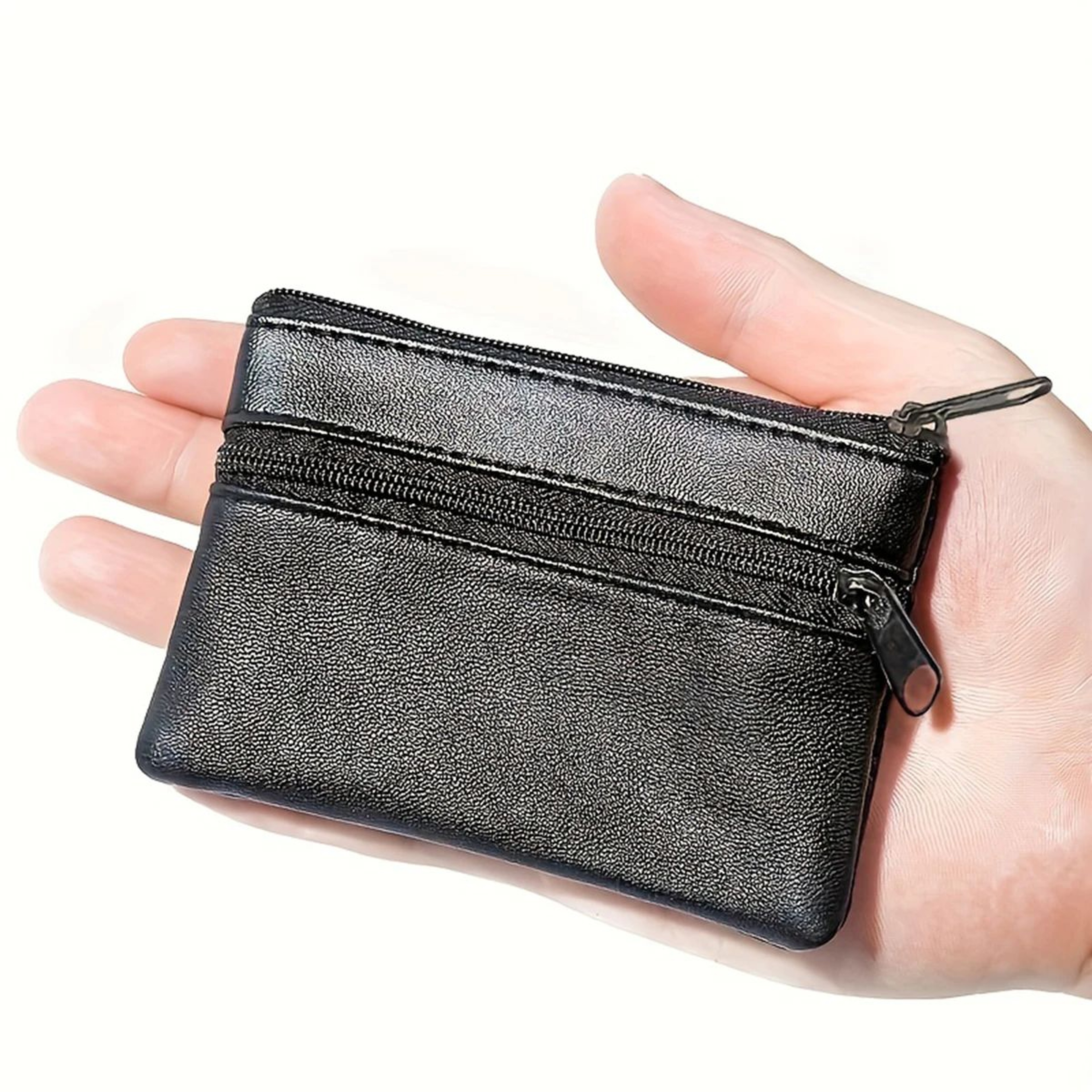 Compact Leather Coin Purse  Mini Wallet  ZipAround Change Pouch For Men Women  Kids 5