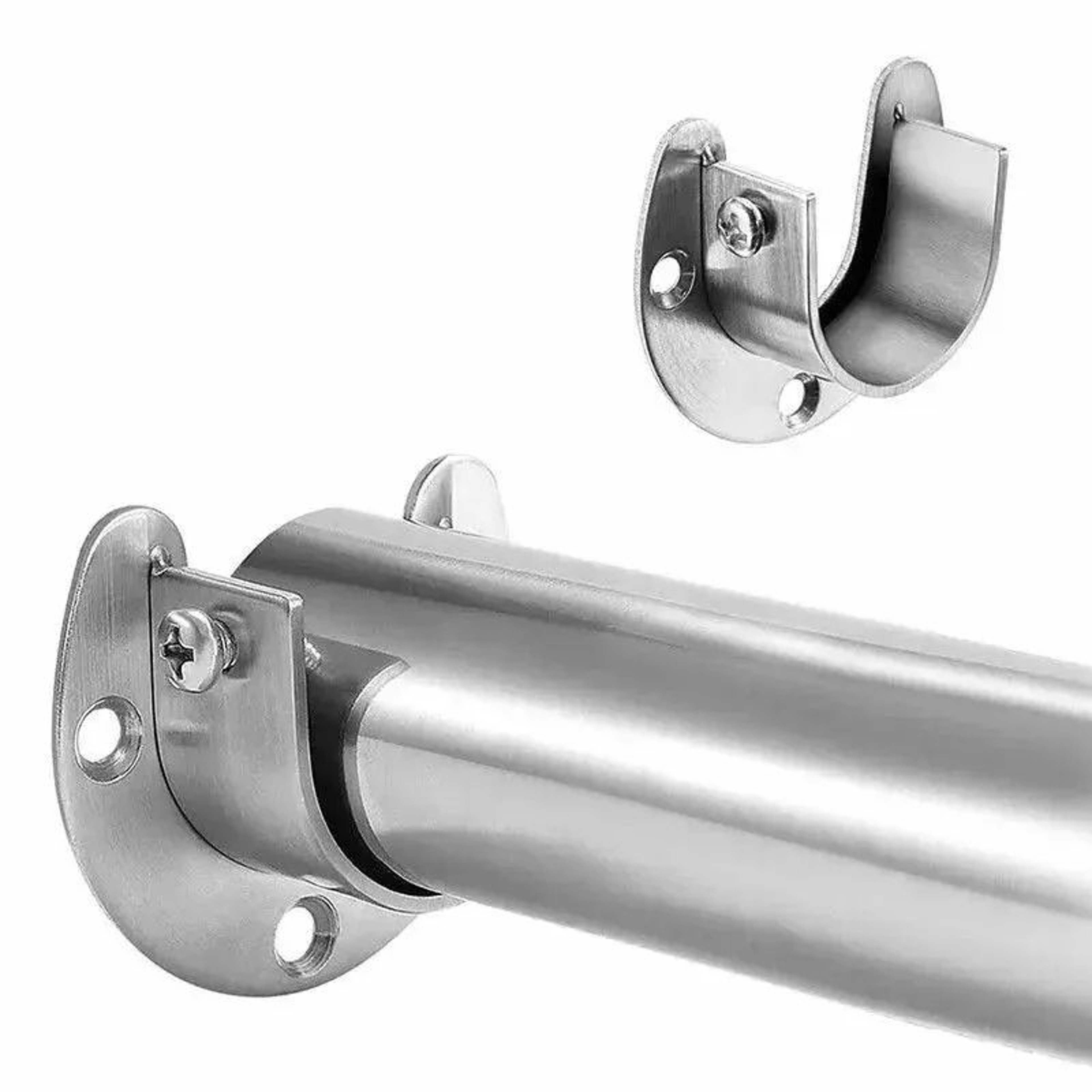 Stainless Steel Flange Rod Support Bracket For Wardrobe  Curtain Tubes 0