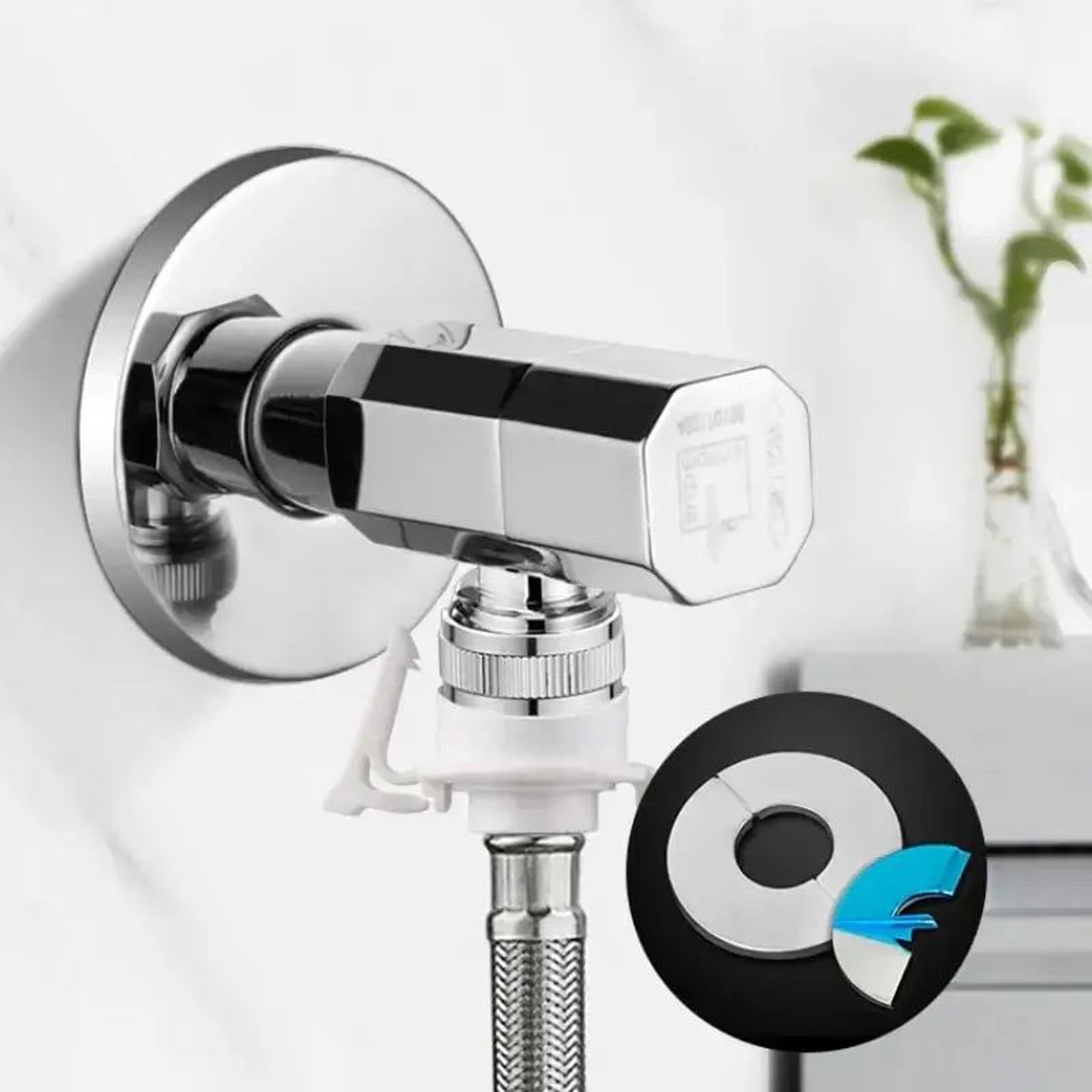 Stainless Steel SelfAdhesive Faucet Cover  Chrome Wall Plate For Clean Finished Bathroom Installs 2