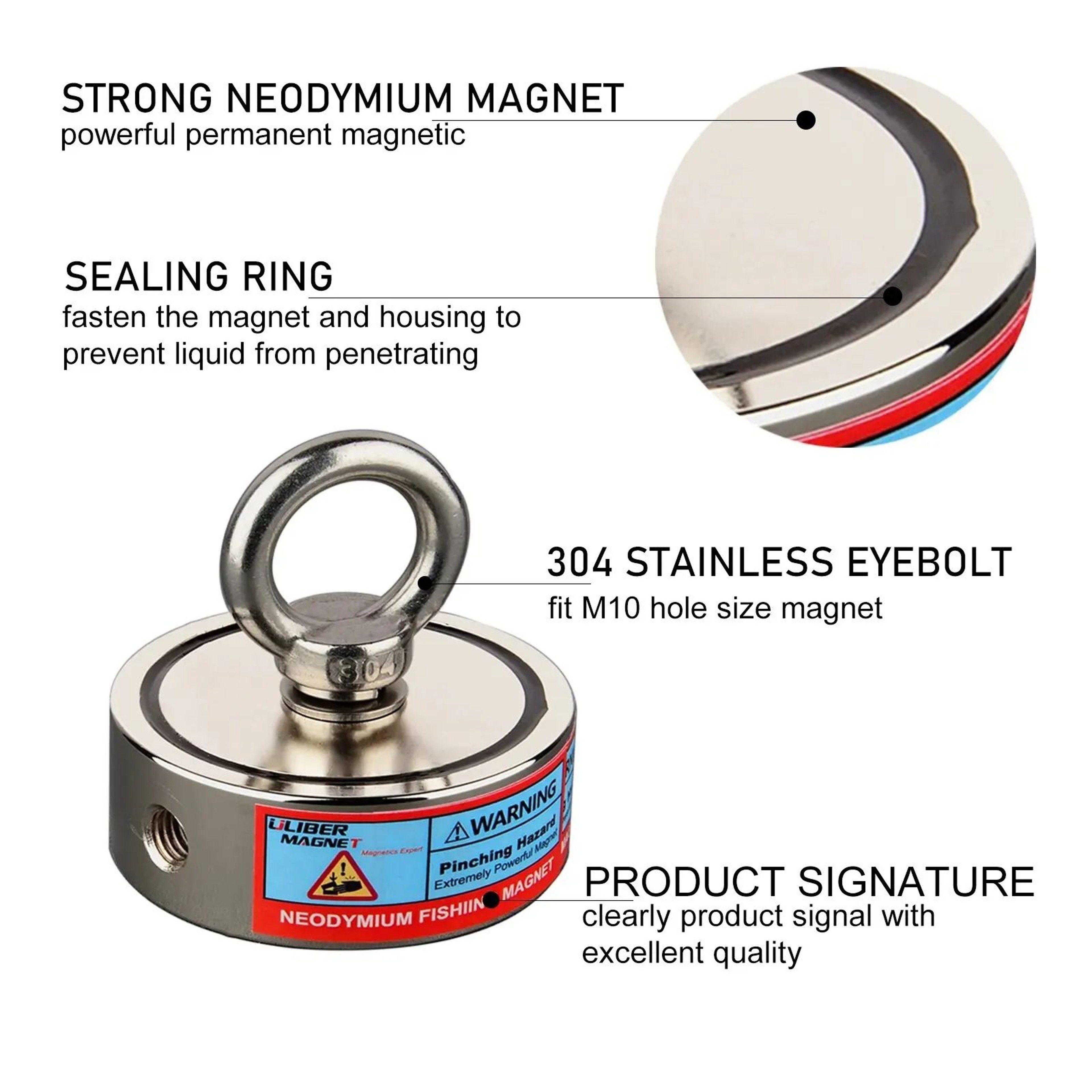 HeavyDuty DoubleSided Neodymium Fishing Magnet For Salvage  Recovery 4