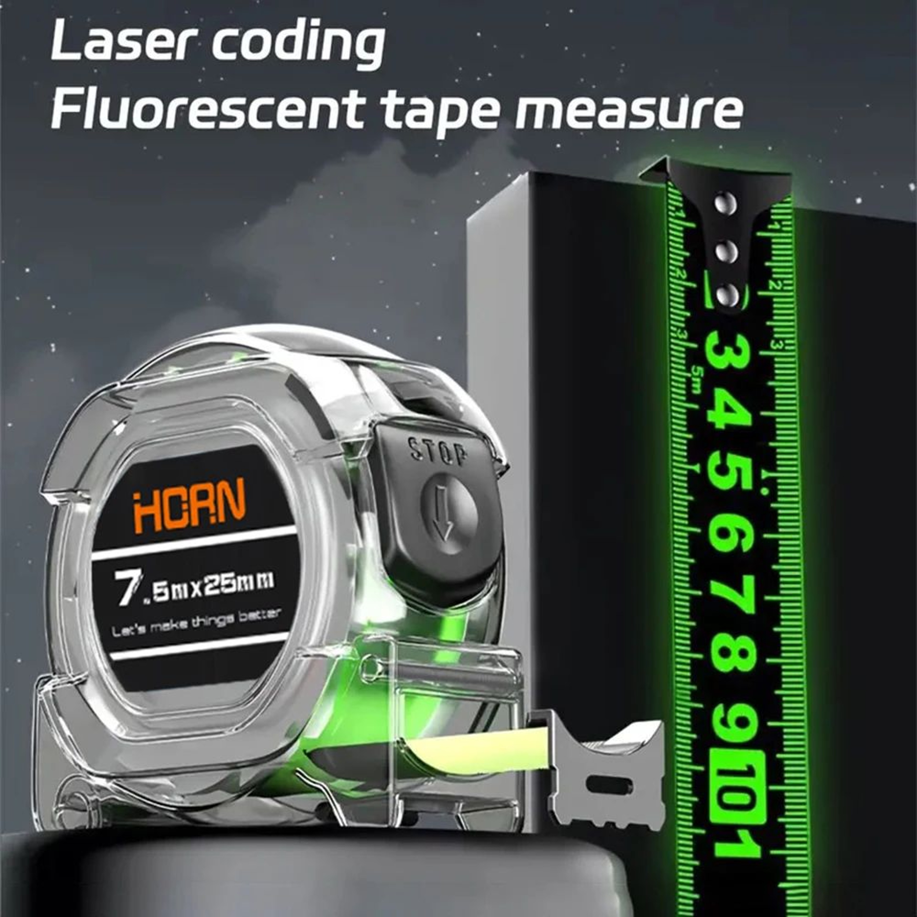 Premium SelfLocking Fluorescent Tape Measure  3  5  75  10 M Durable Measuring Tape 0