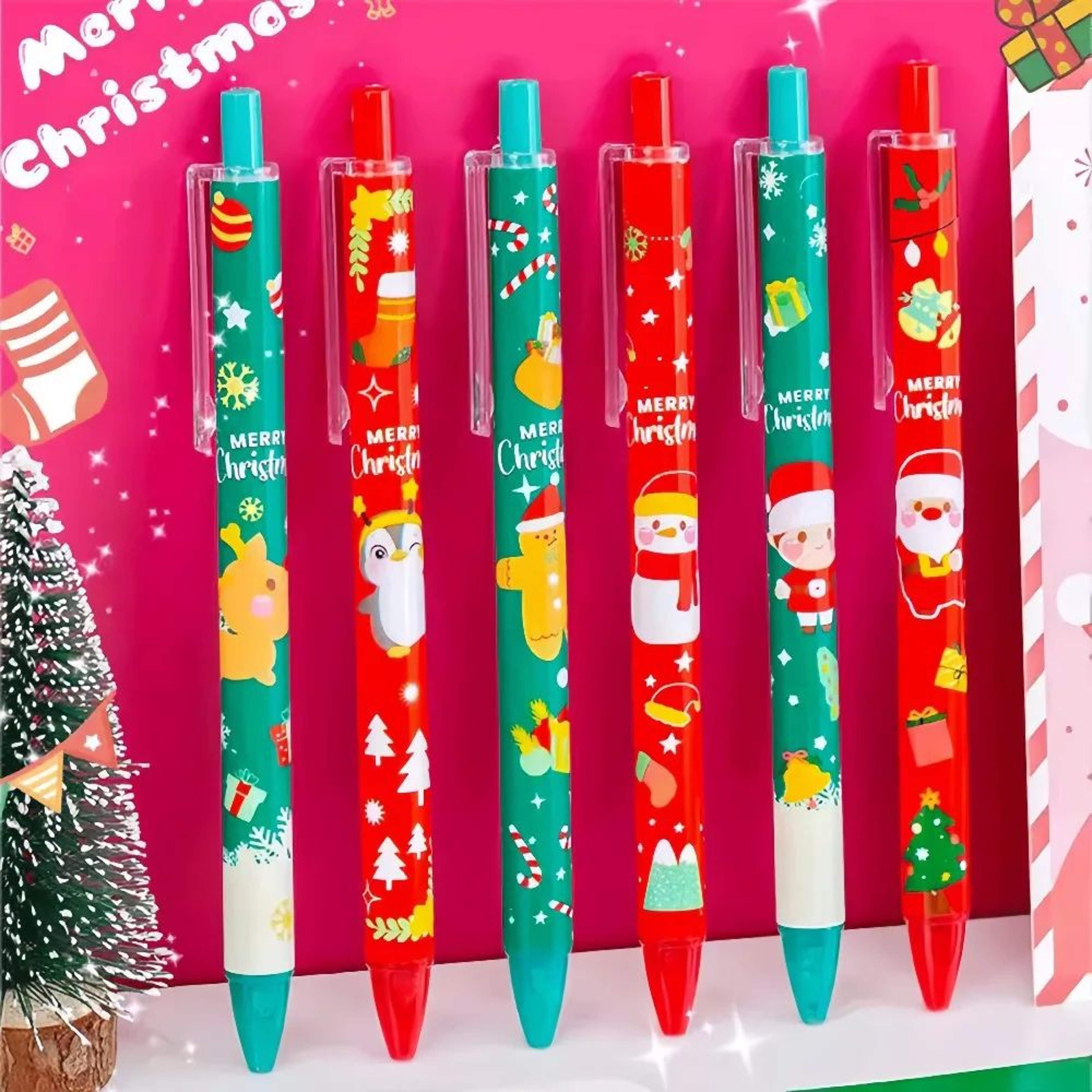 20pc Festive InkFlow Cartoon Gel Pen Set  05mm QuickDry Black Ink Pens For School Office  Christmas 0