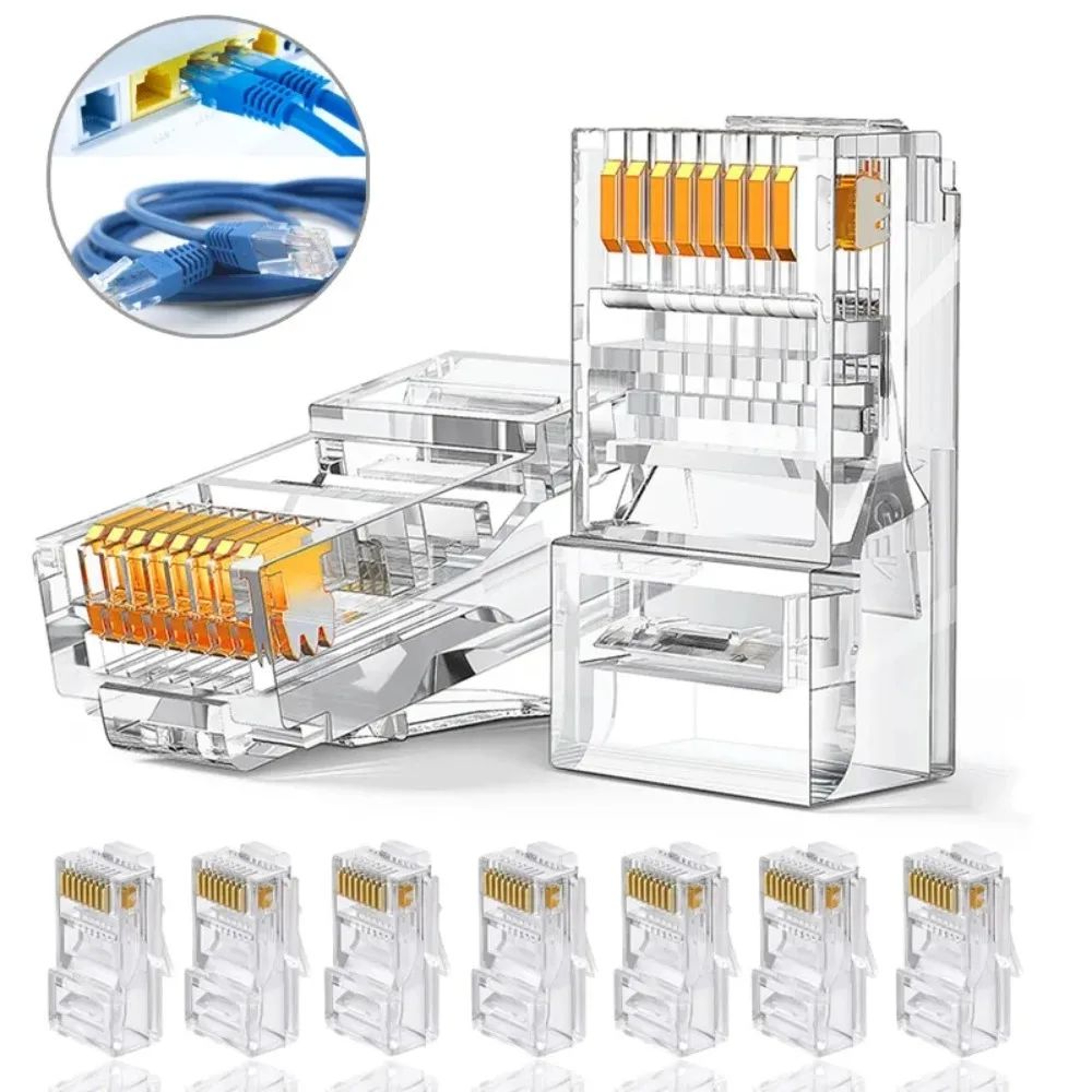 HighPrecision Cat5 RJ45 Ethernet Cable Connectors  GoldPlated Modular Network Plugs 3050 Pack 0
