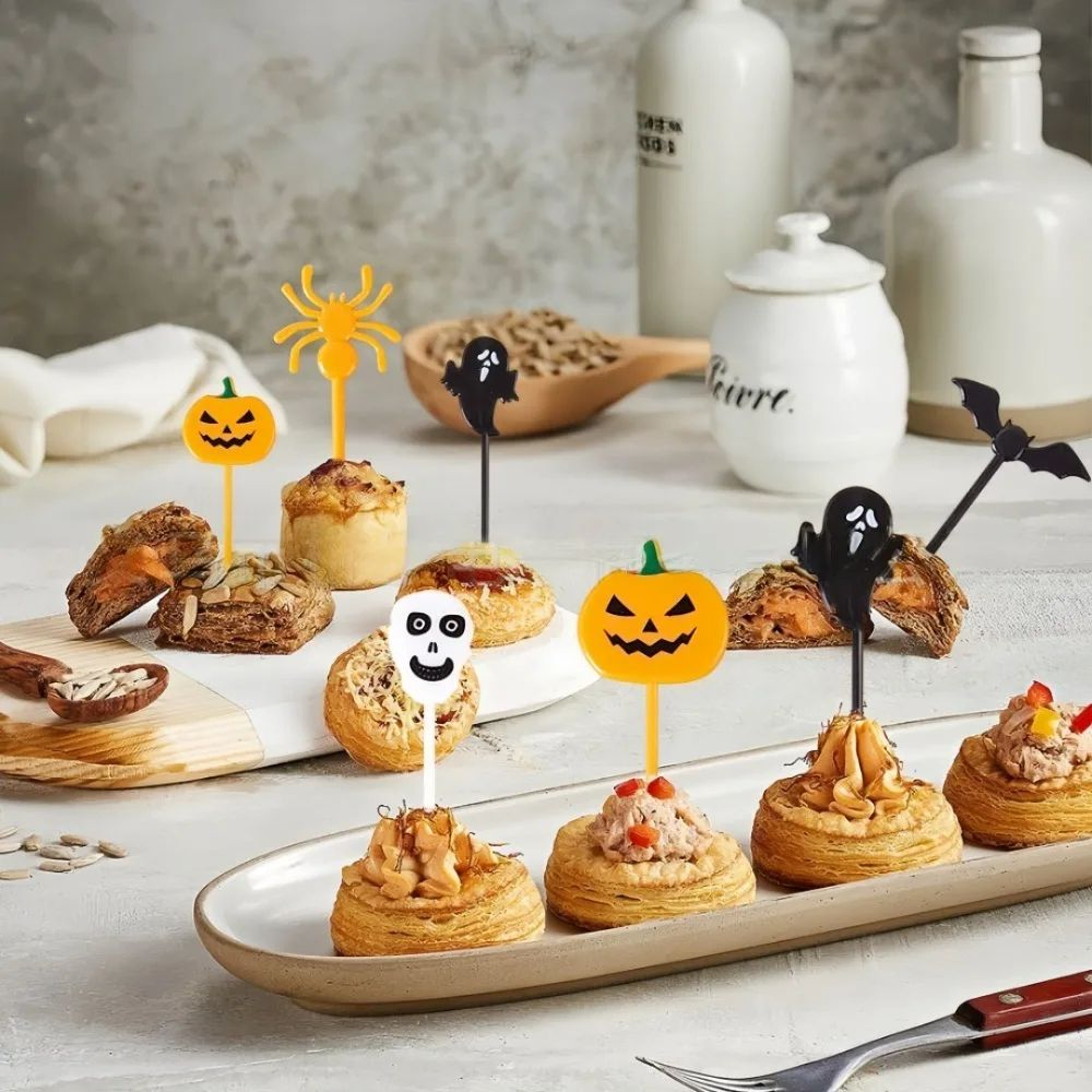 Halloween Party Toothpick Skewers  Reusable Cupcake  Snack Decor Picks 0