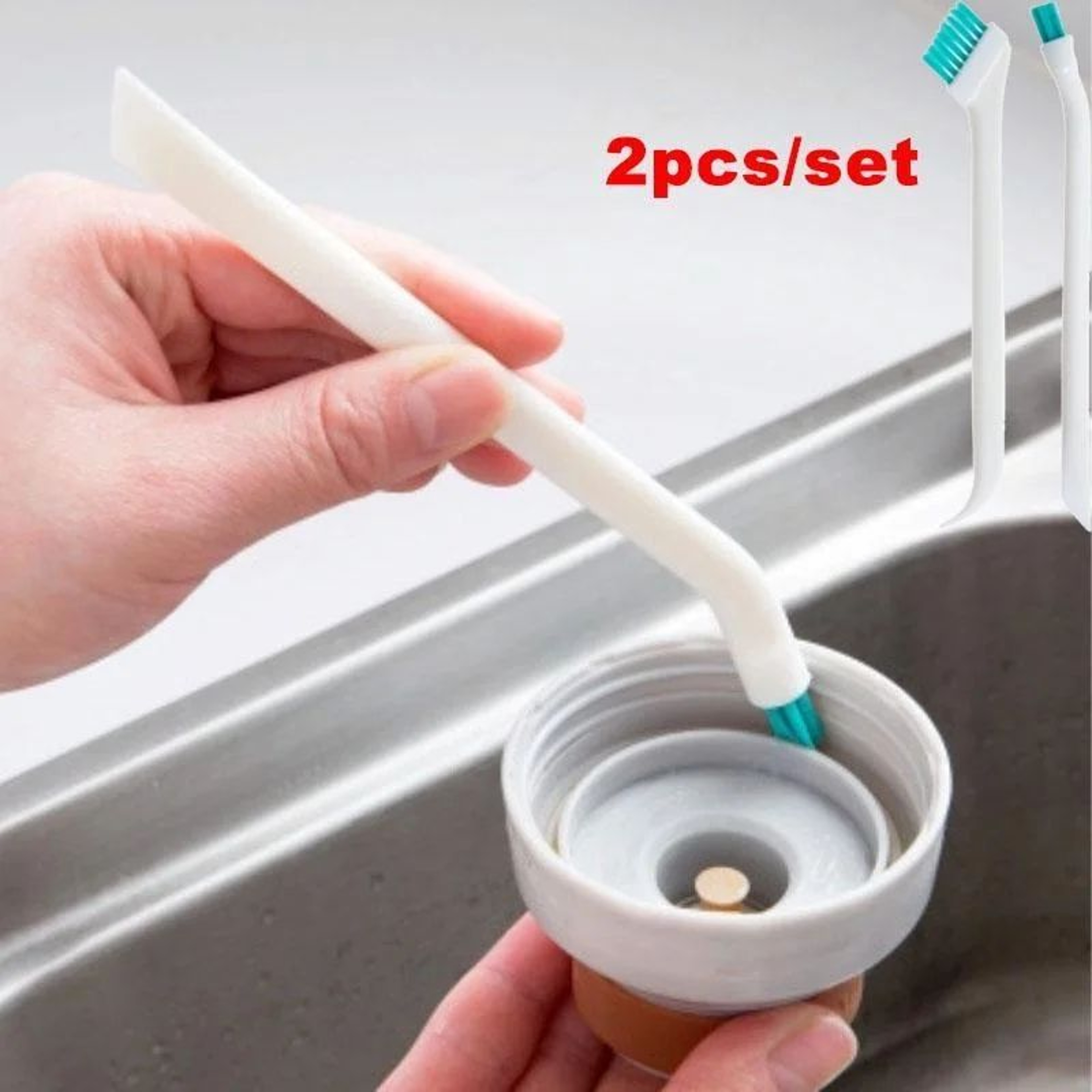 LongHandle Narrow Bottle  Gap Cleaning Brush Set 2Pack 0
