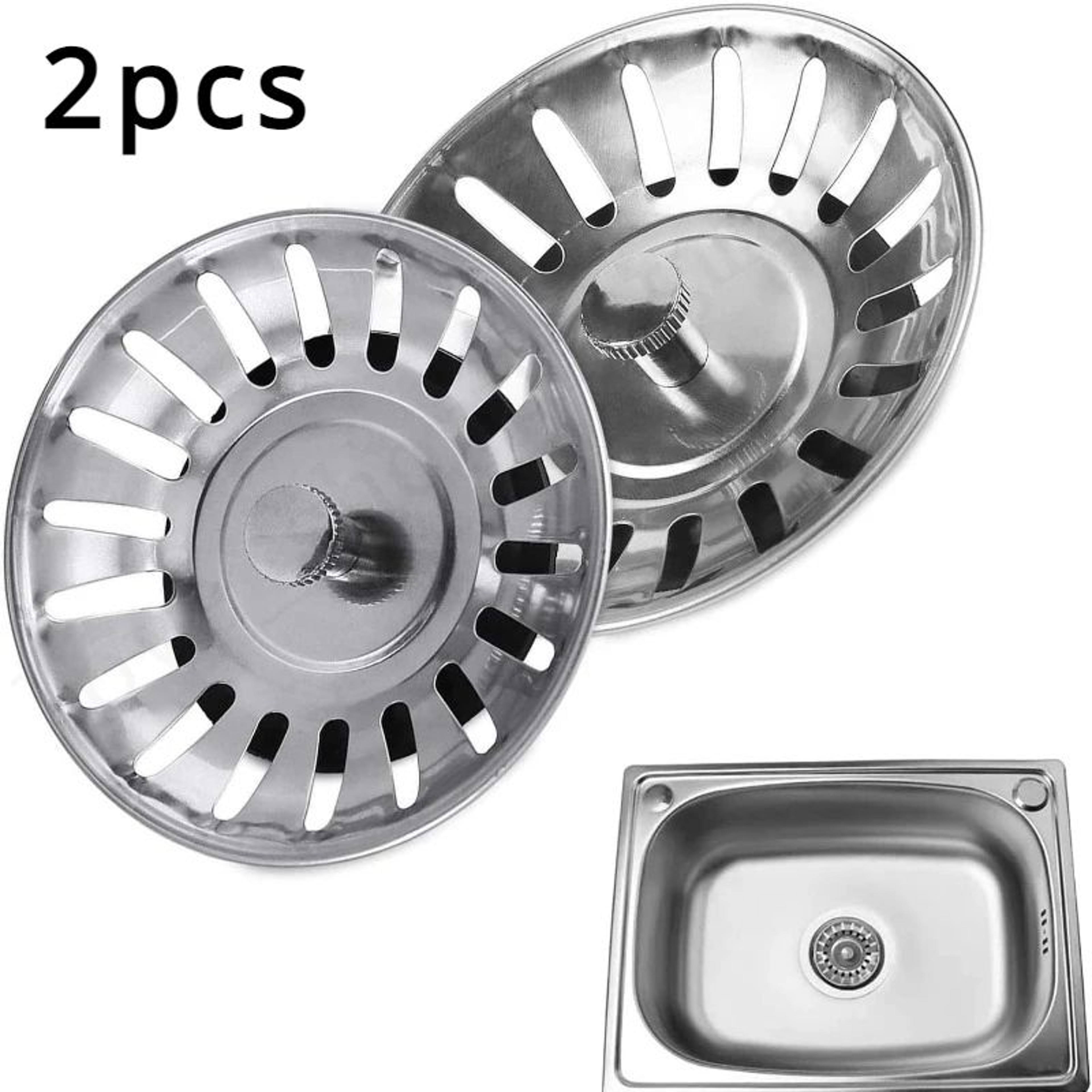 Premium Kitchen Sink Strainer  Drain Stopper Set  AntiClog Filter For Clean FasterFlowing Drains 0