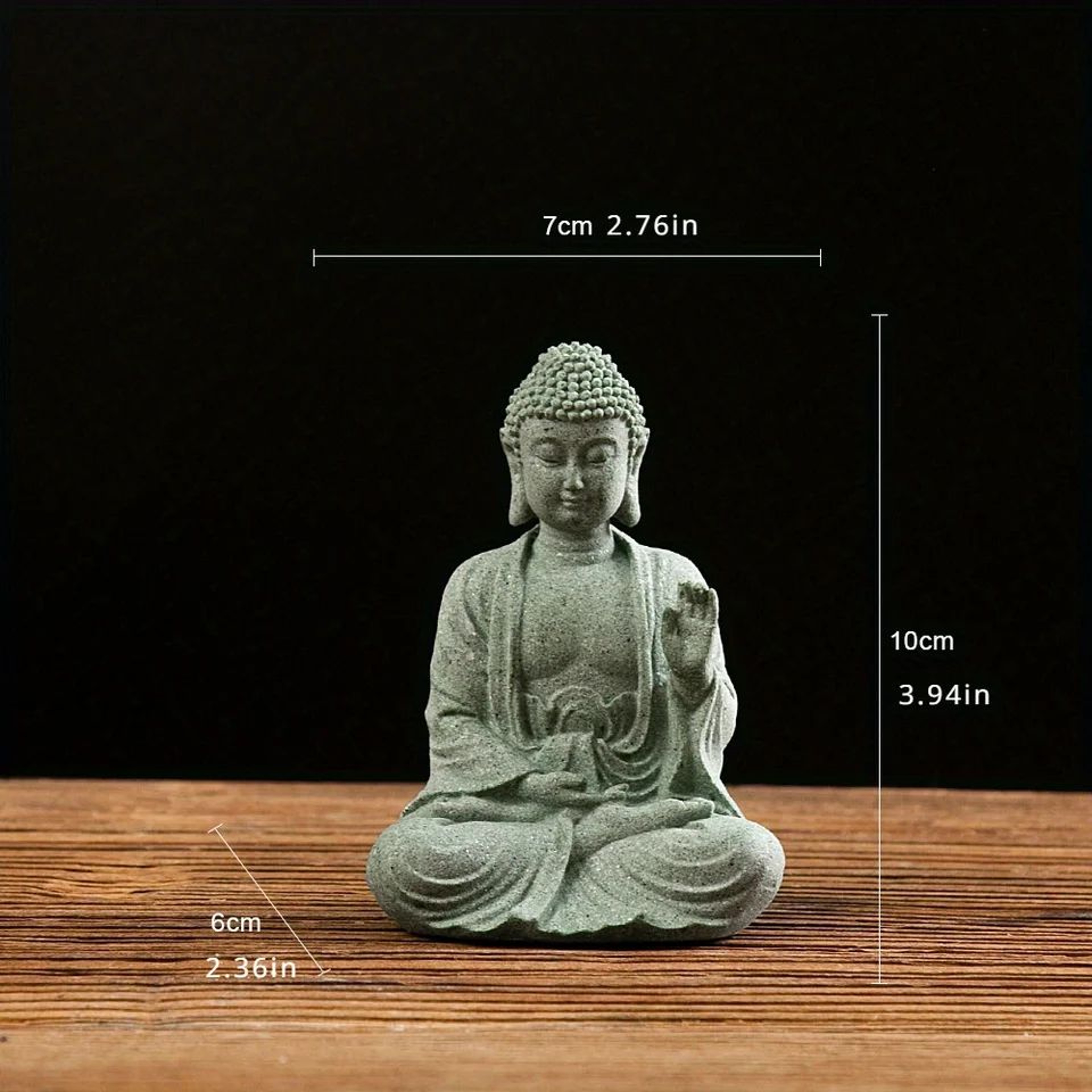 ZenSerenity Mini Buddha Aquarium Statue  Green Sandstone Zen Fish Tank Decor 3