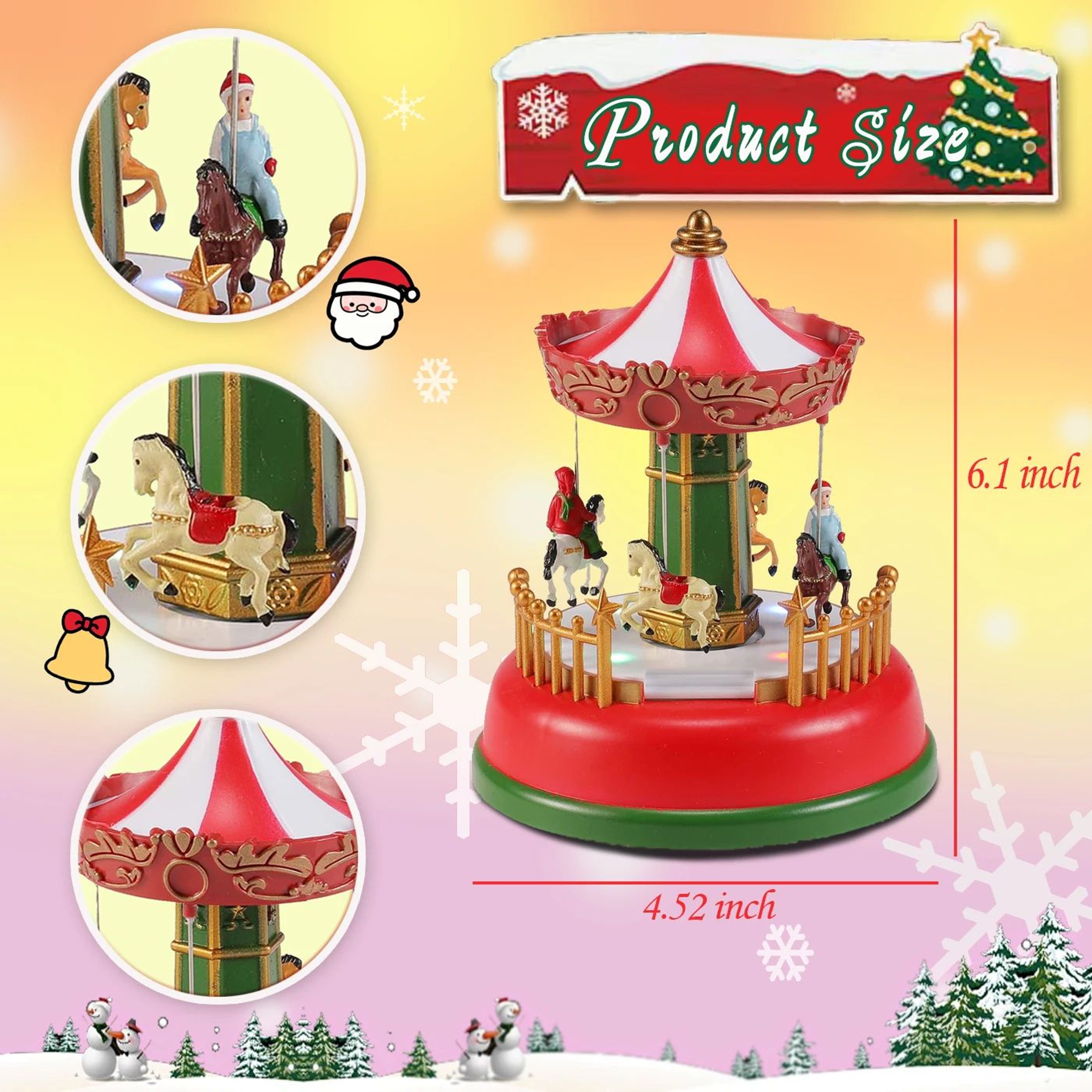 Holiday Carousel LED Music Box  LightUp Christmas Village Tabletop Decoration 1