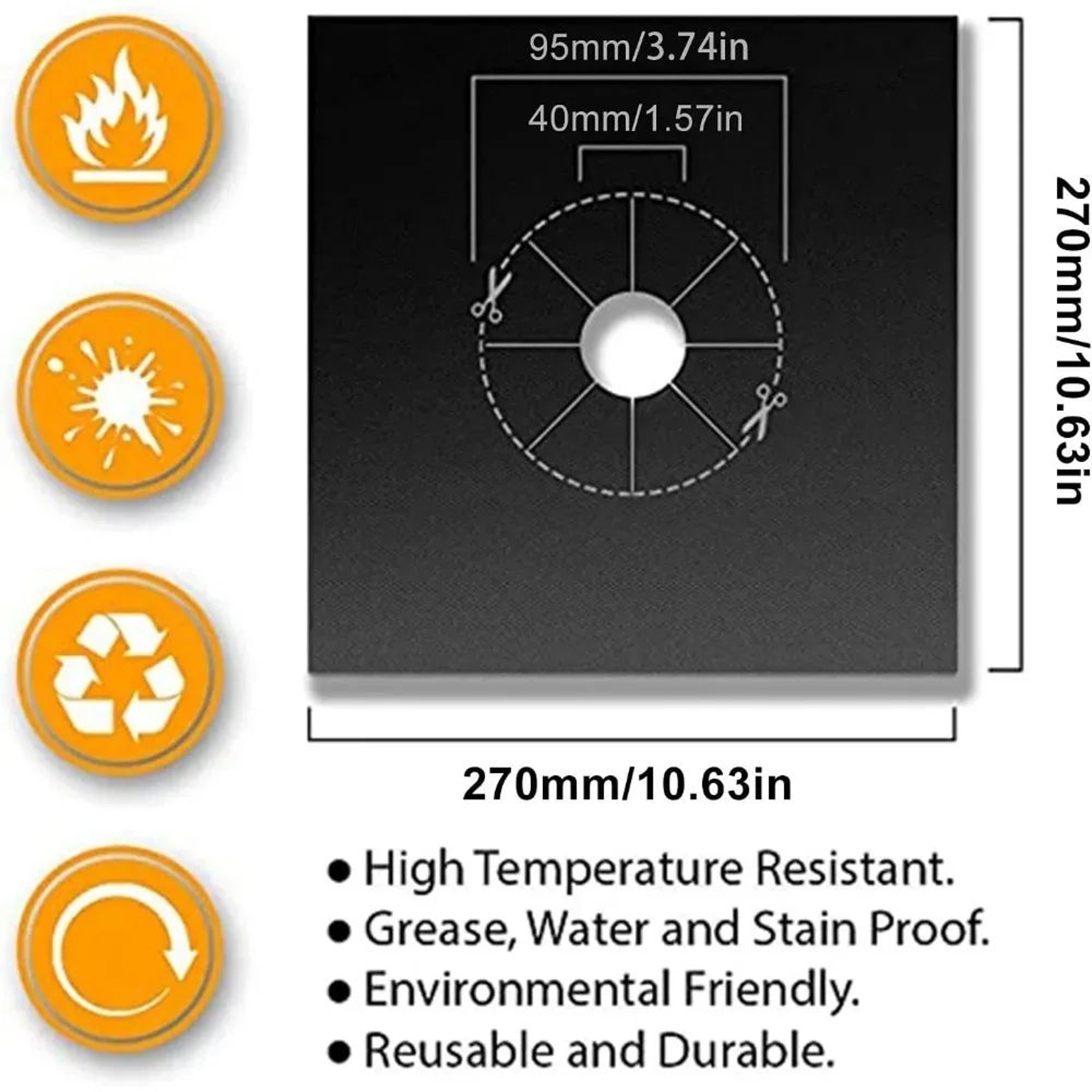 Premium Reusable Gas Stove Top Covers  NonStick HeatResistant CuttoFit Protectors 2
