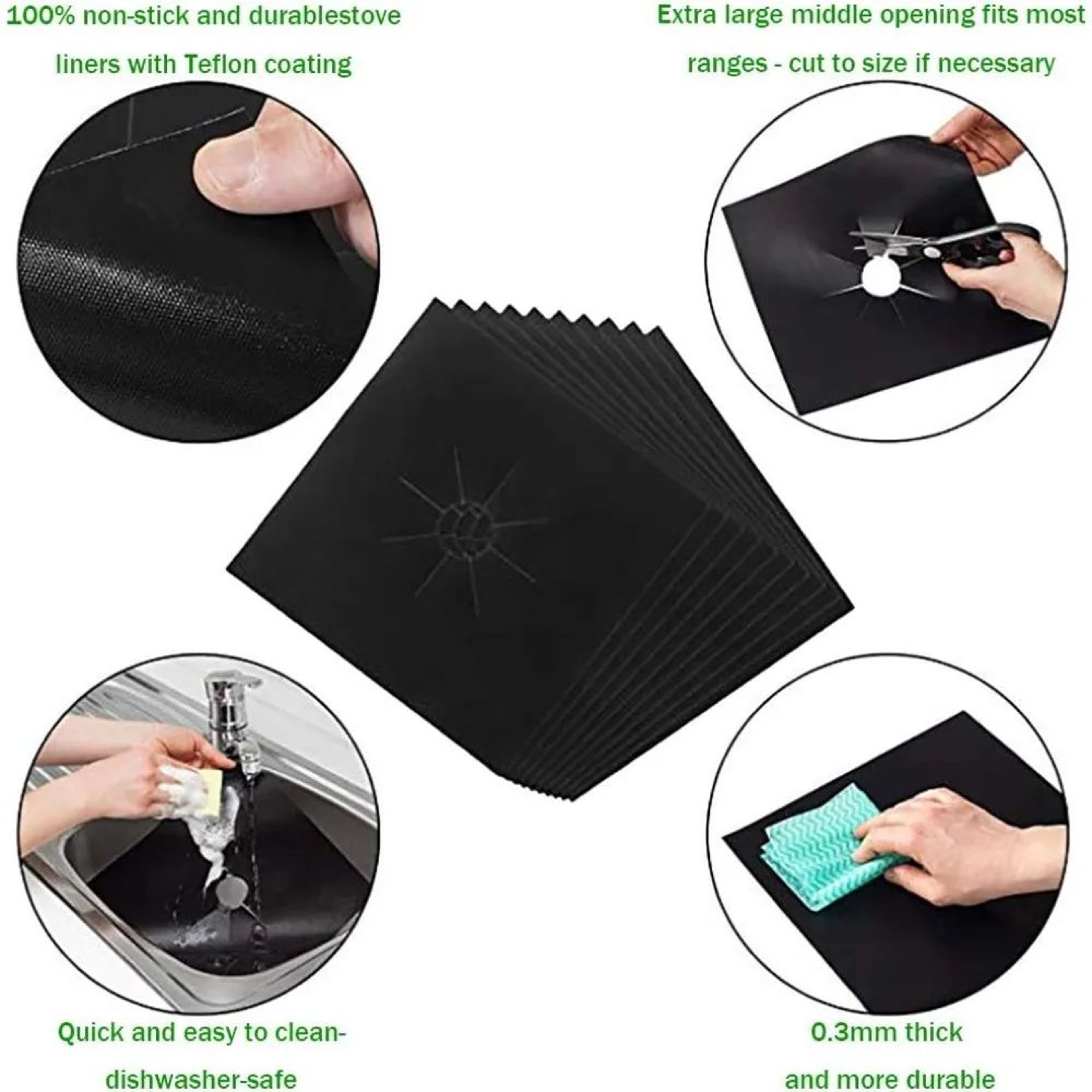 Premium Reusable Gas Stove Top Covers  NonStick HeatResistant CuttoFit Protectors 5
